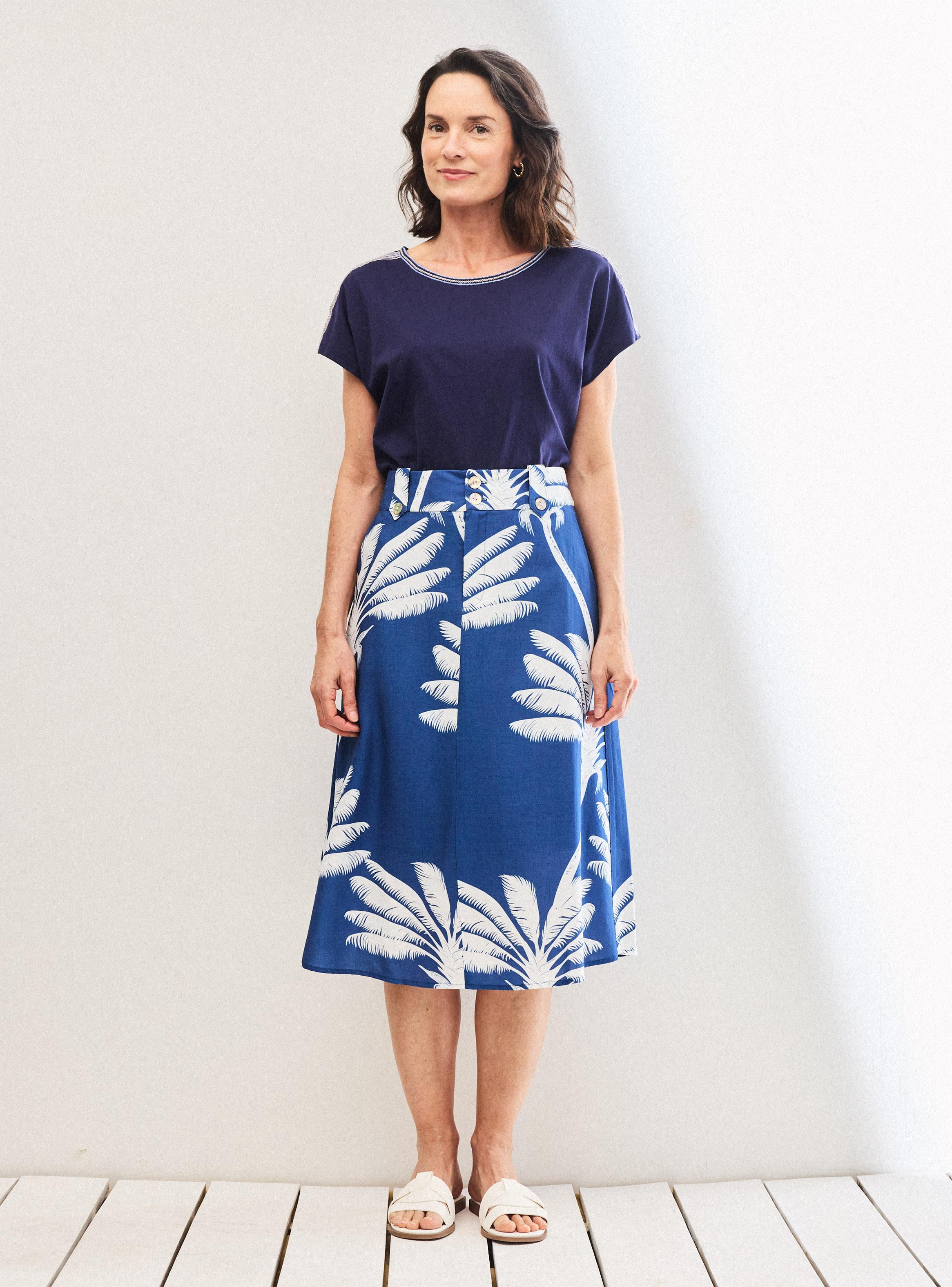 Falda Evasé Estampada con Bolsillos-4