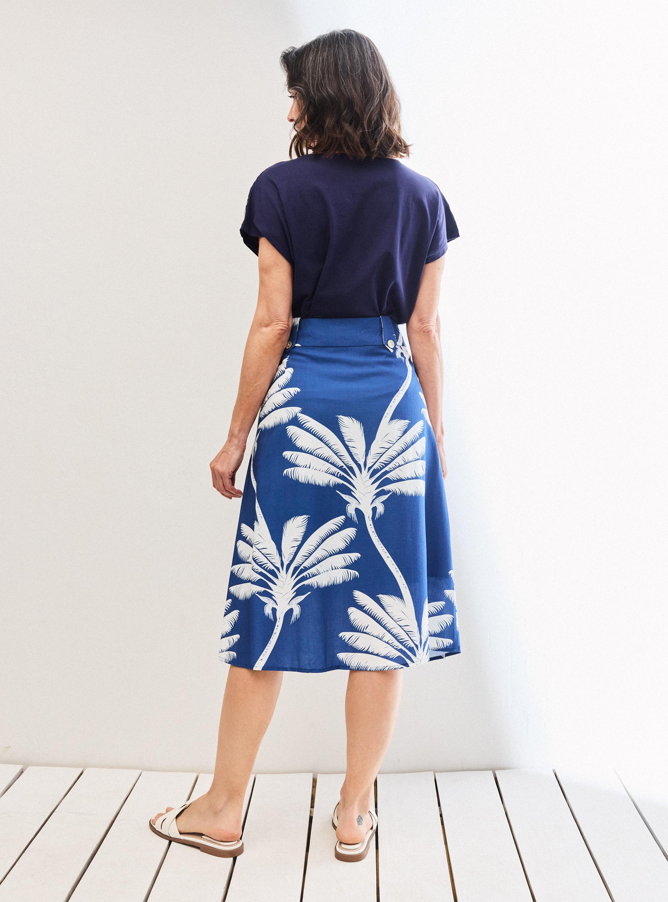 Falda Evasé Estampada con Bolsillos-5