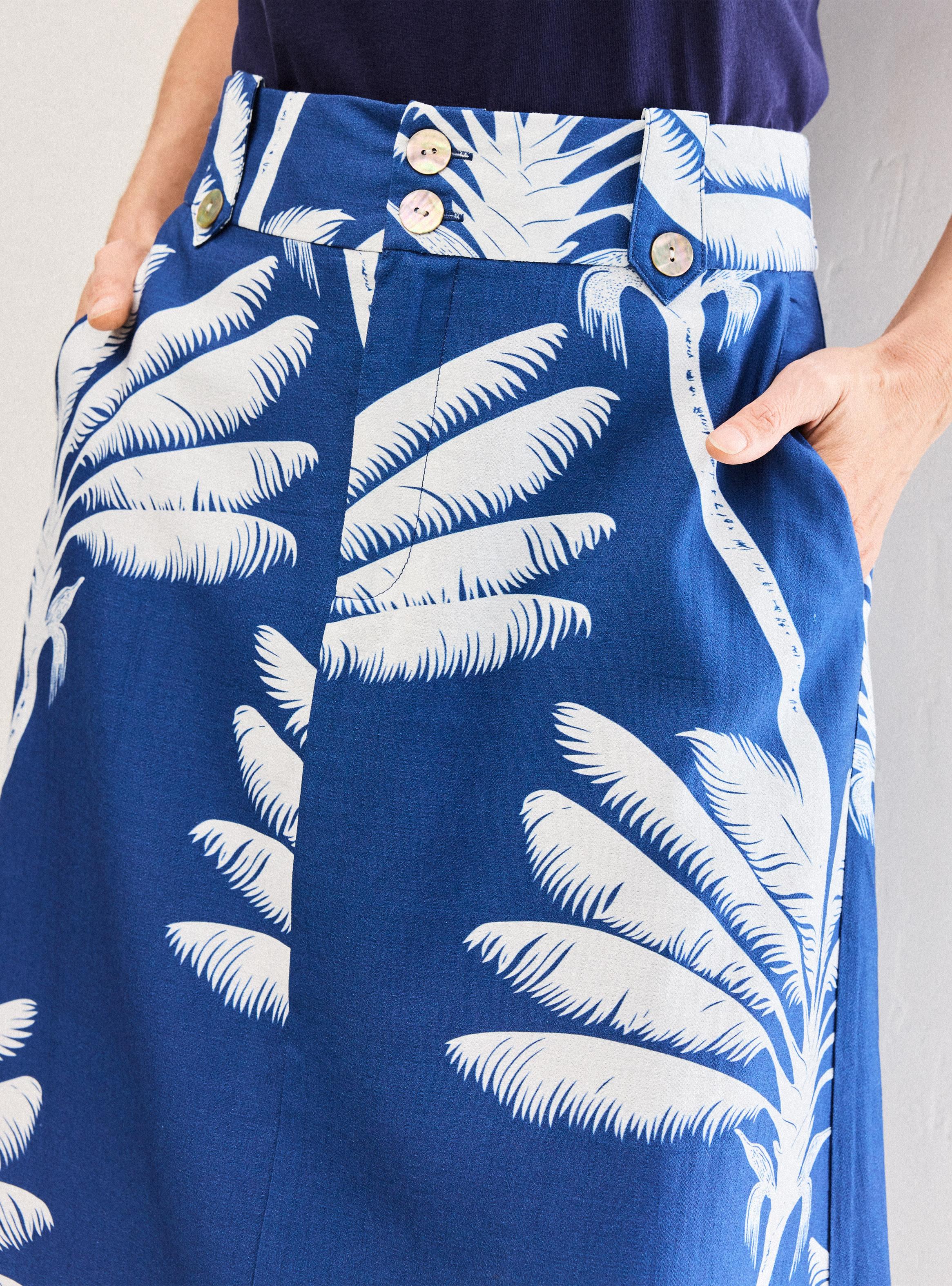 Falda Evasé Estampada con Bolsillos-2