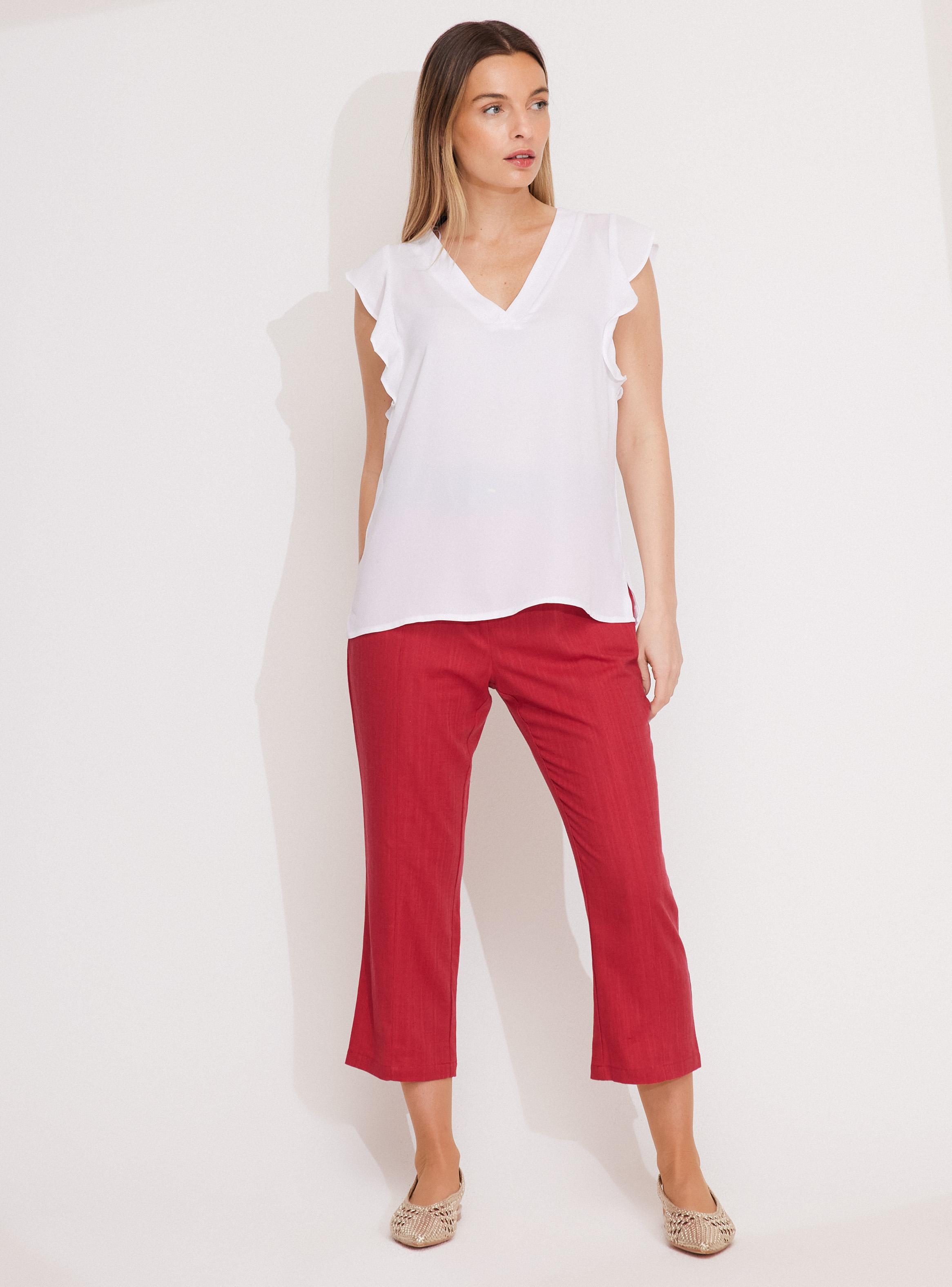 Blusa Fluida con Vuelo en Mangas-4