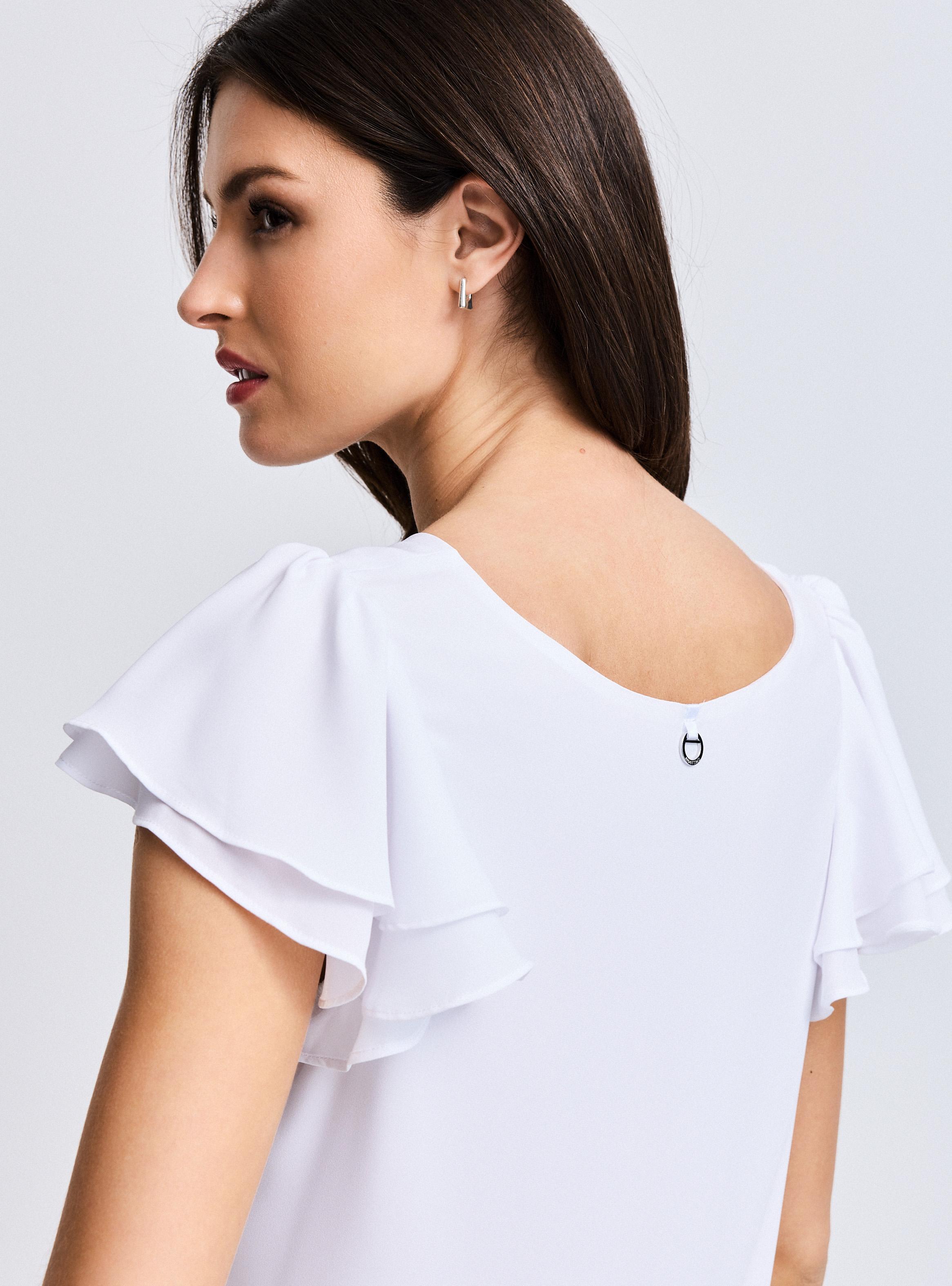 Blusa Fluida Doble Capa con Vuelo en Mangas-3