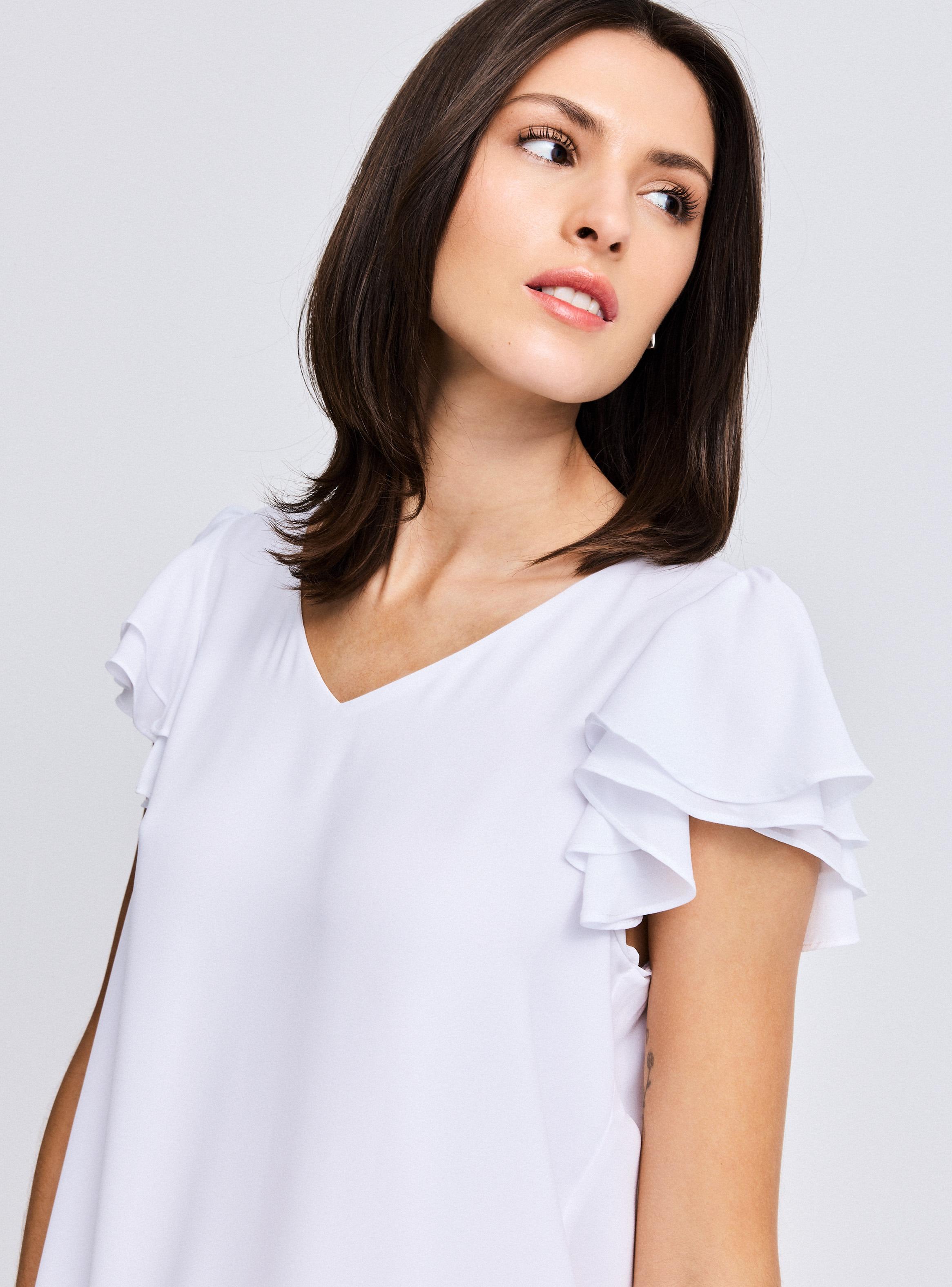 Blusa Fluida Doble Capa con Vuelo en Mangas-2