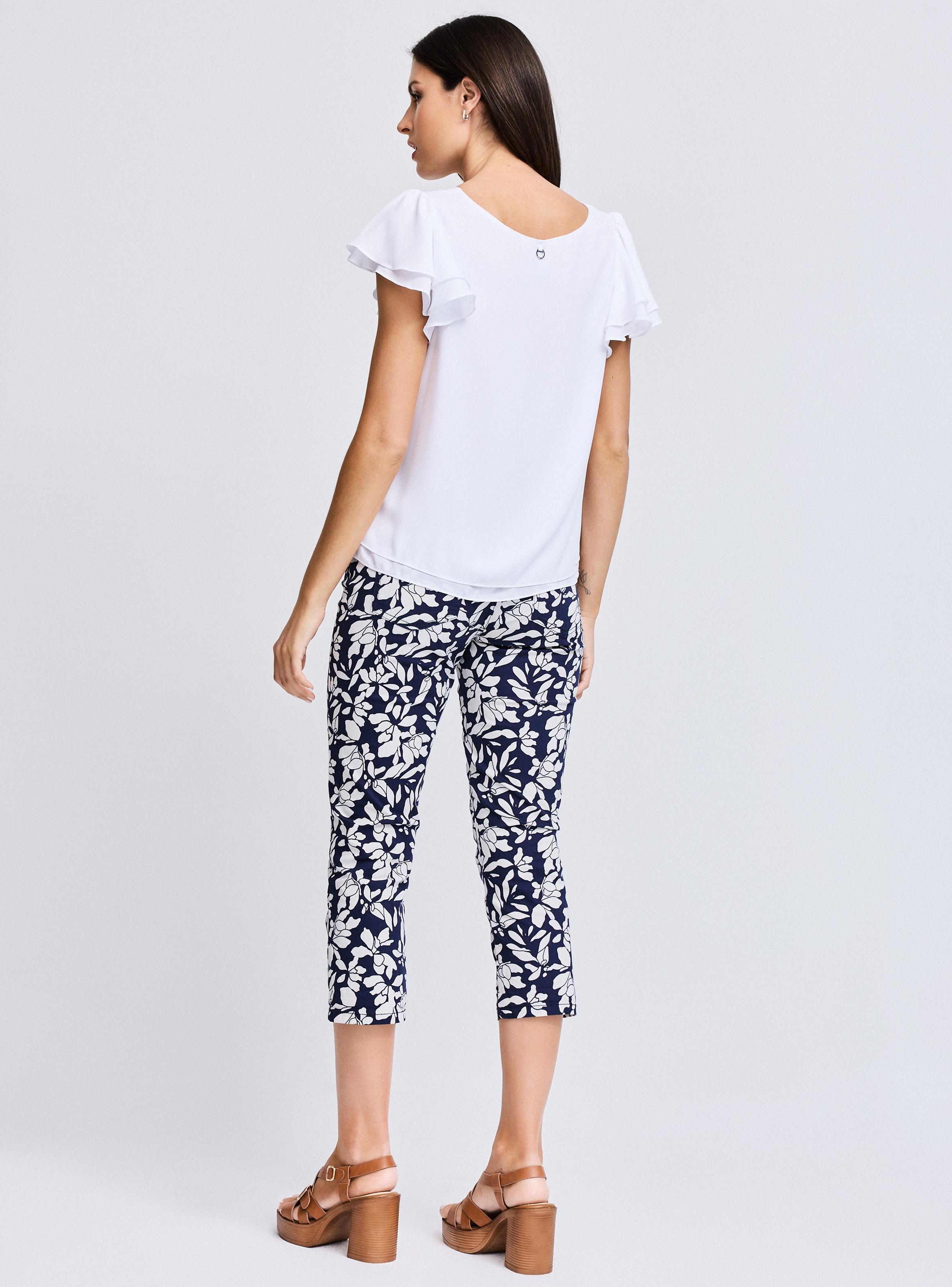 Blusa Fluida Doble Capa con Vuelo en Mangas-5
