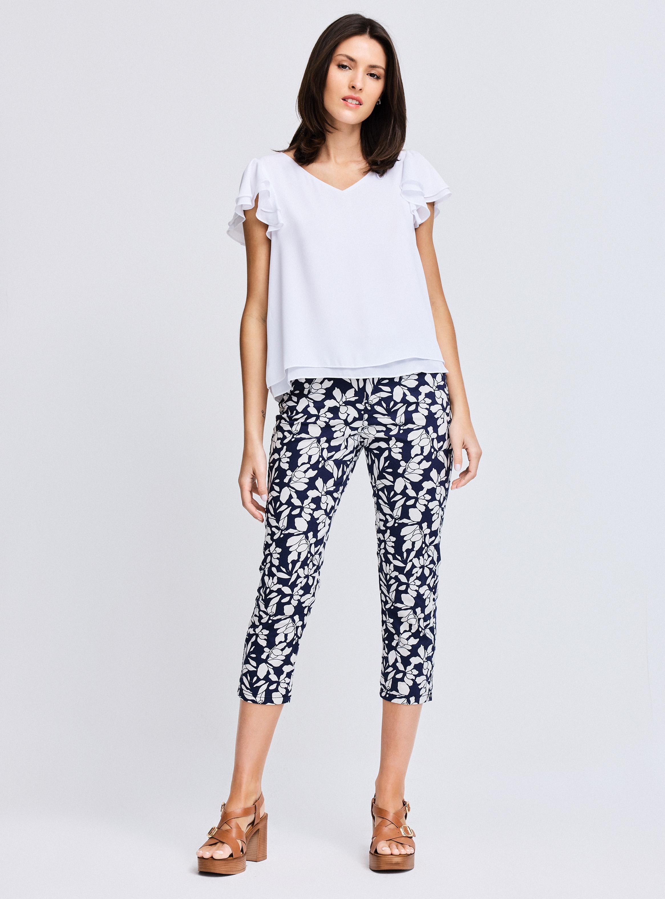 Blusa Fluida Doble Capa con Vuelo en Mangas-4
