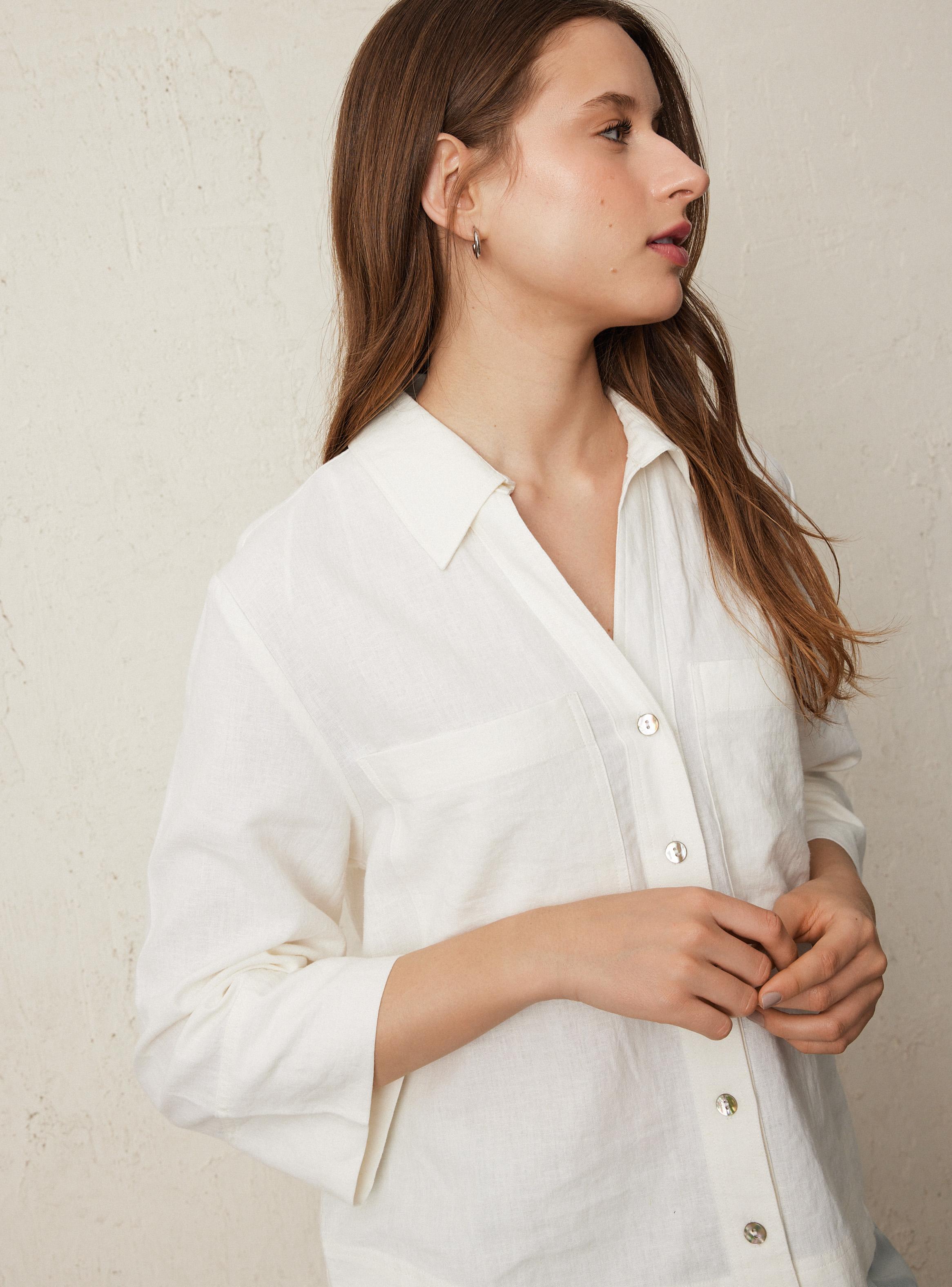 Blusa Camisera con Lino-3