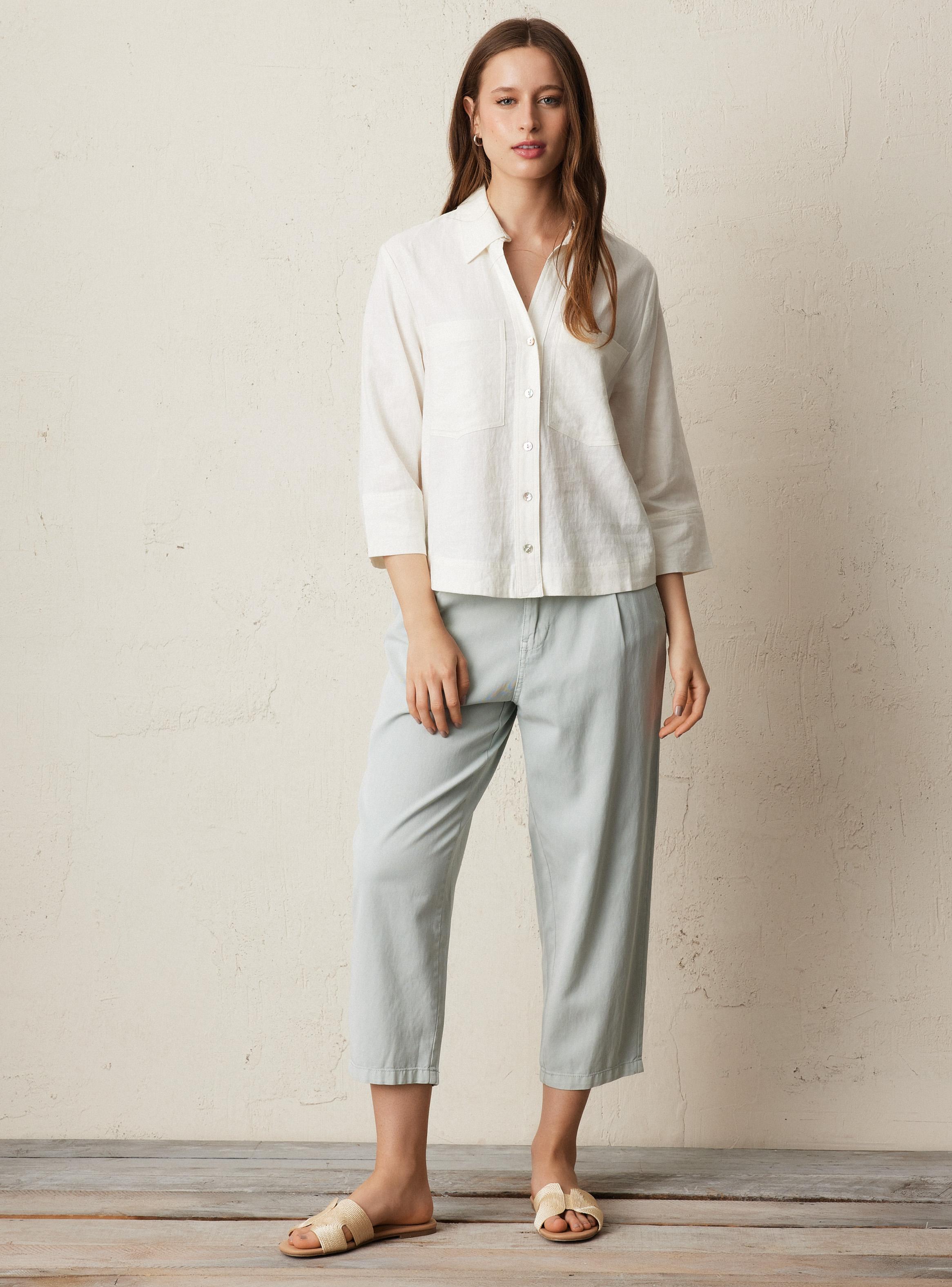 Blusa Camisera con Lino-4