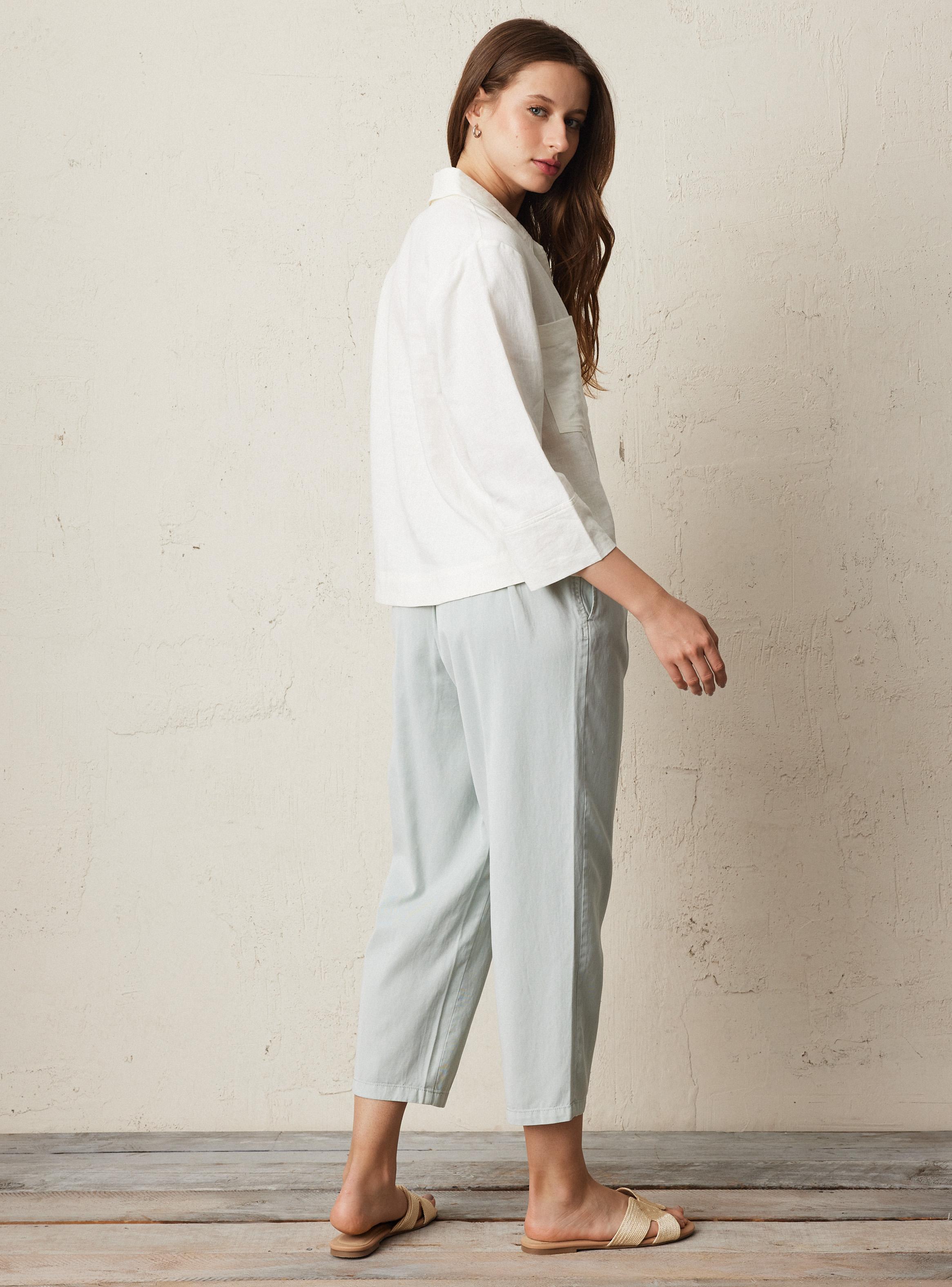 Blusa Camisera con Lino-5