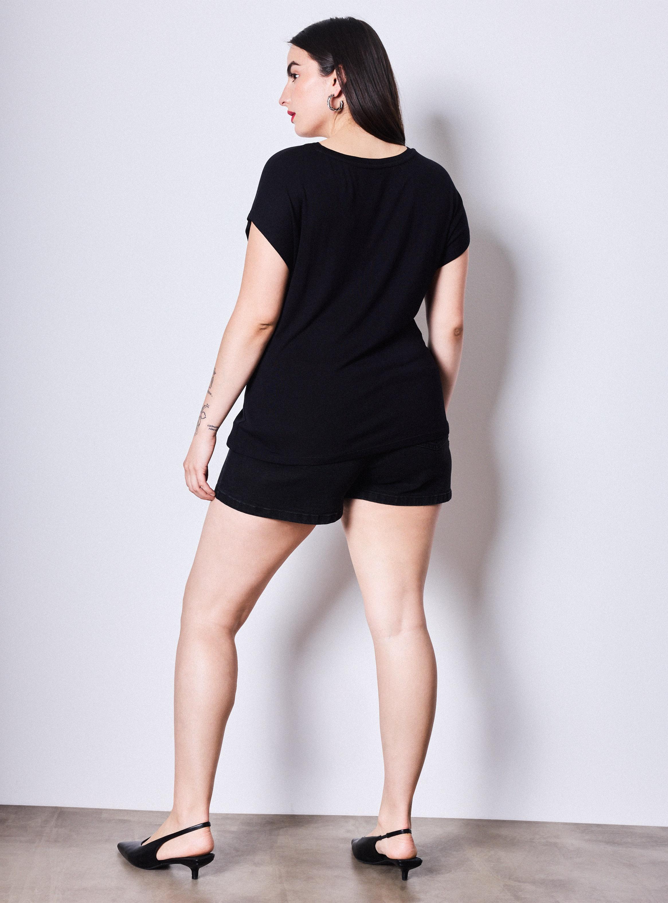 Polera Estampado Brillos en Escote Hombro Caído-5