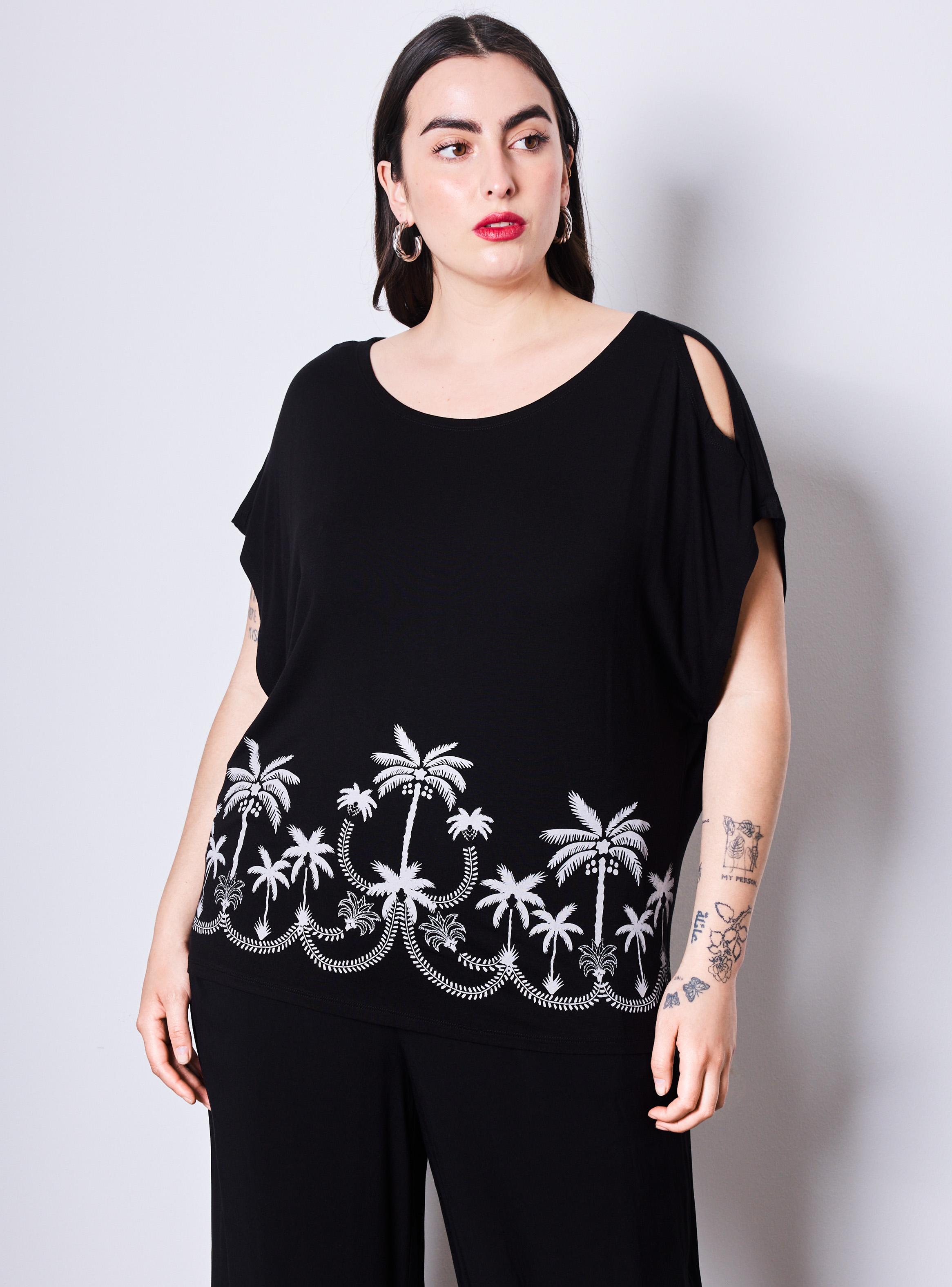 Polera Escote Amplio Hombro Cut-Out Estampado en Basta-0