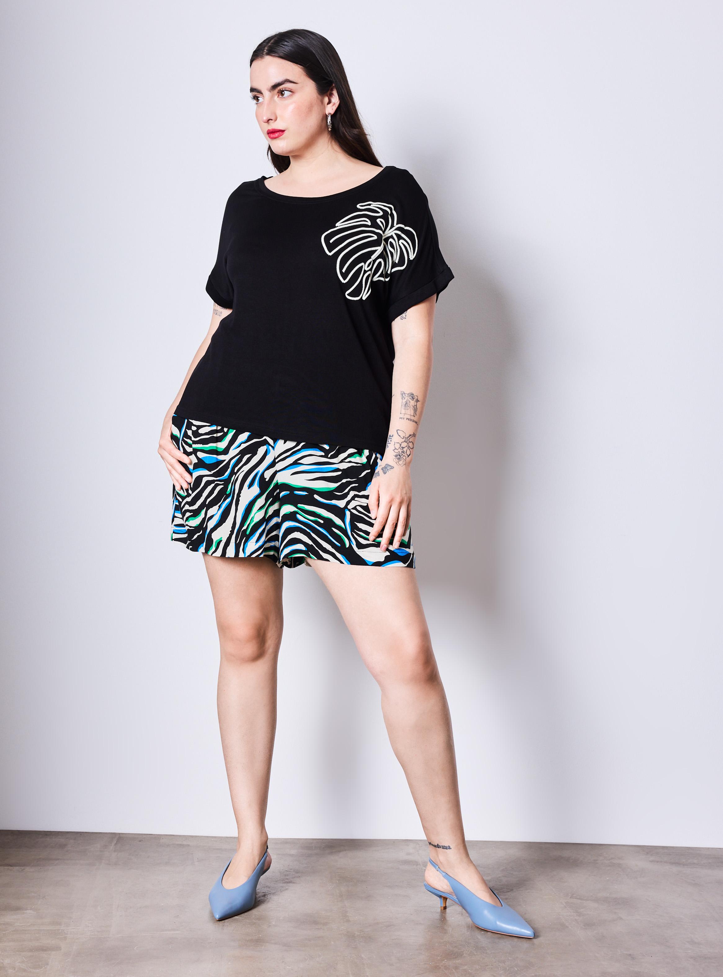 Polera Estampado en Hombro Manga Kimono-4