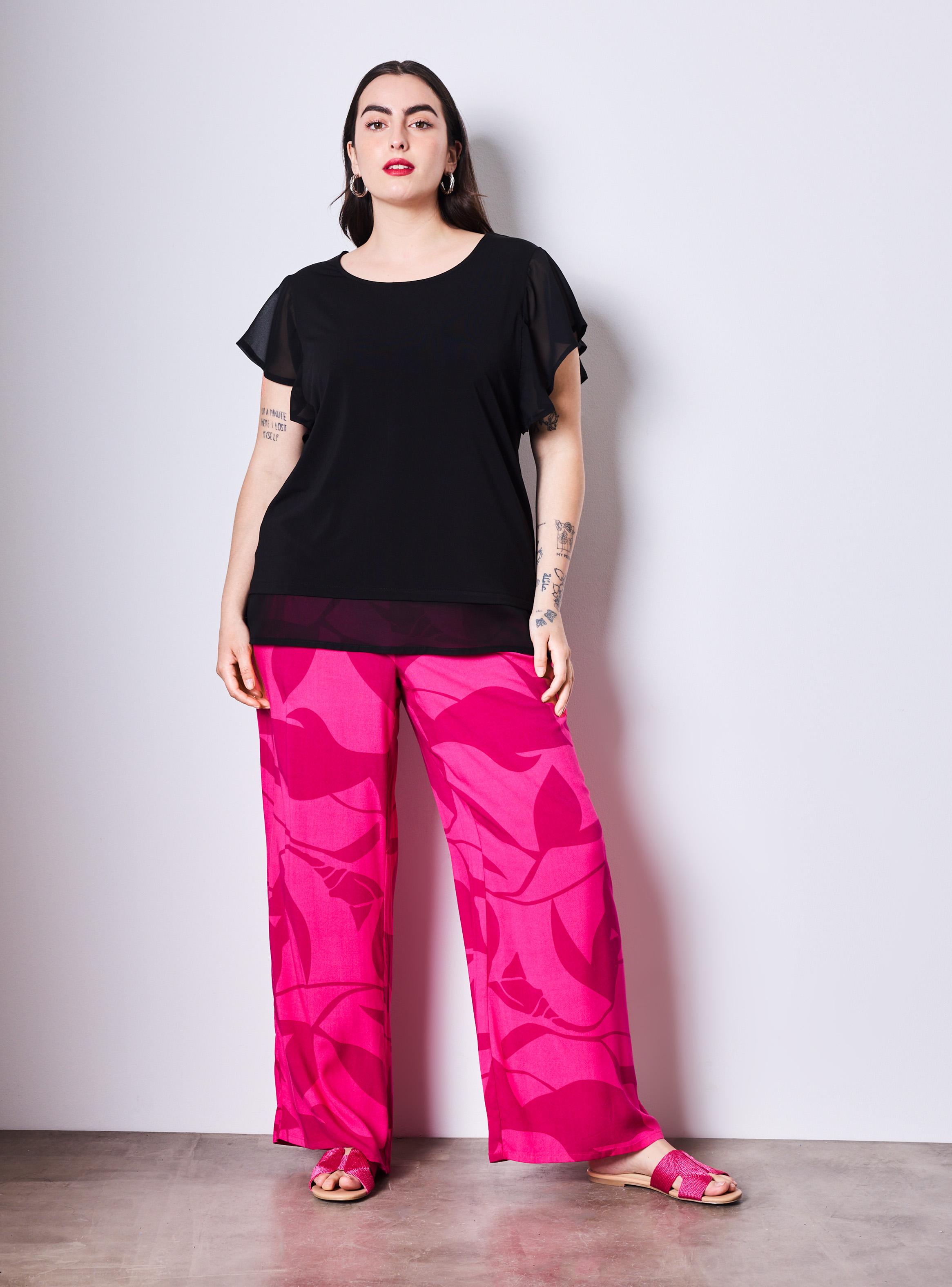 Polera Color Mix Telas Manga Amplia-4