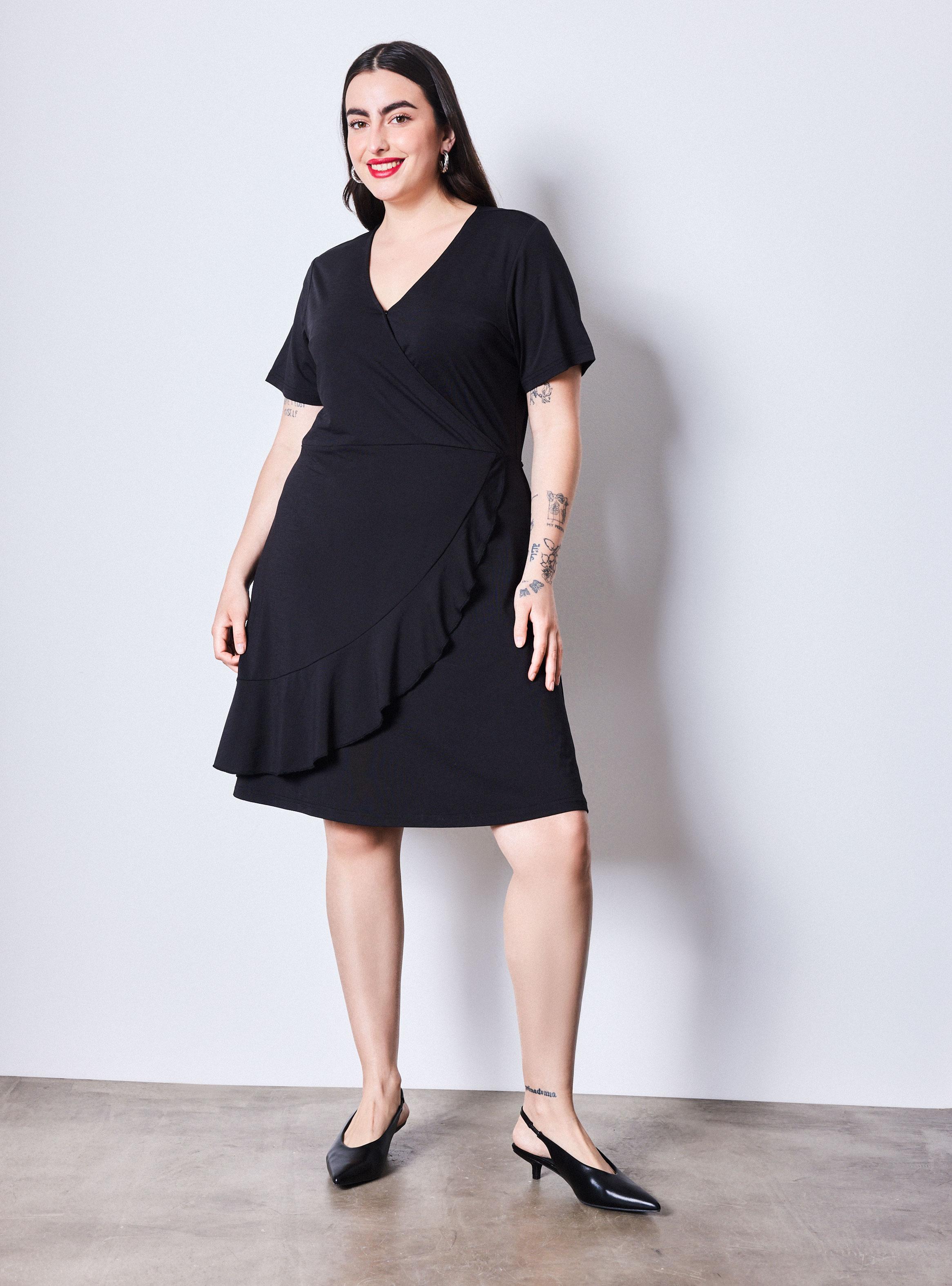 Vestido Cruzado con Botones en Falda-4
