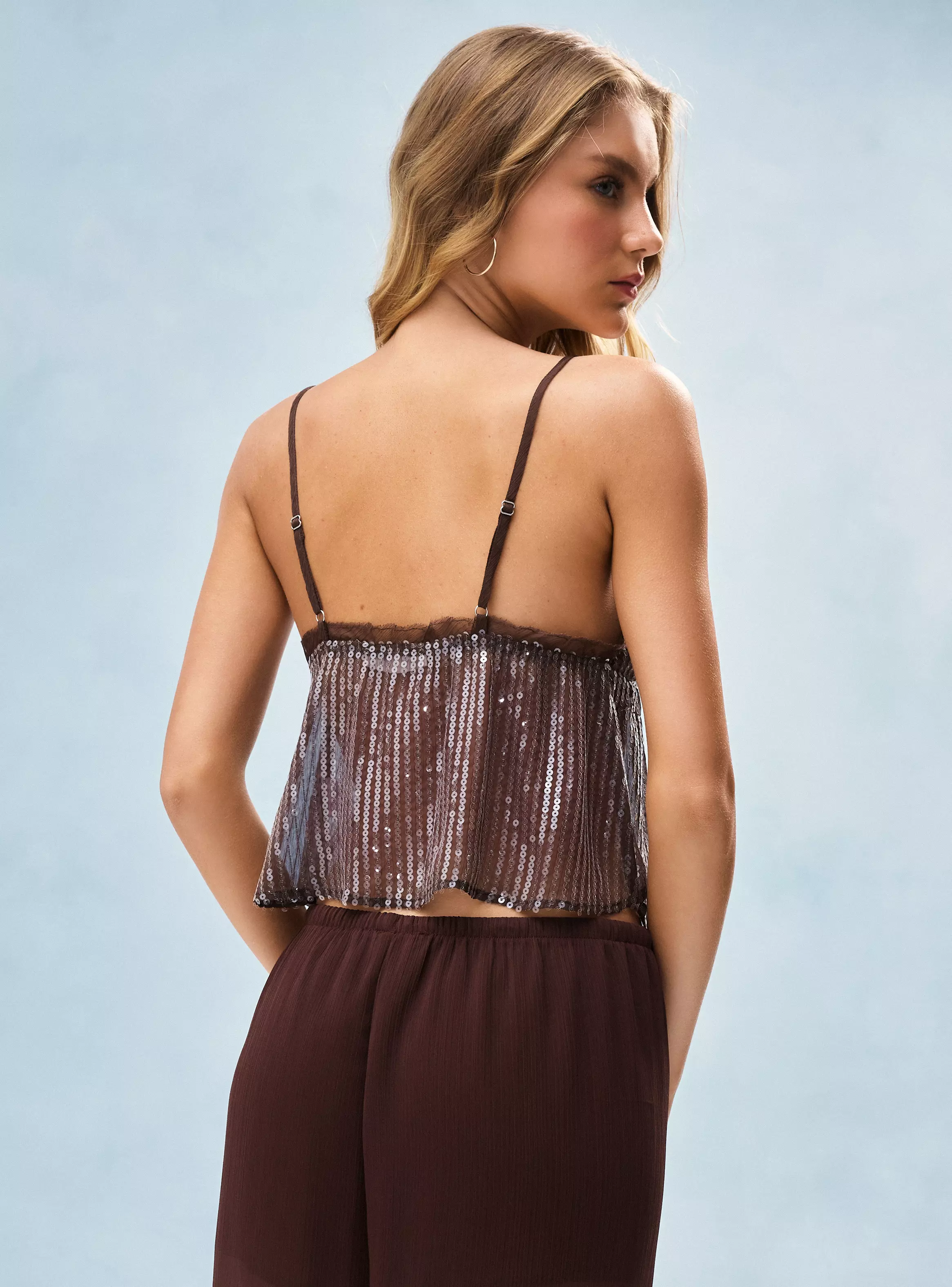 Blusa Lentejuelas con Cuello V-1