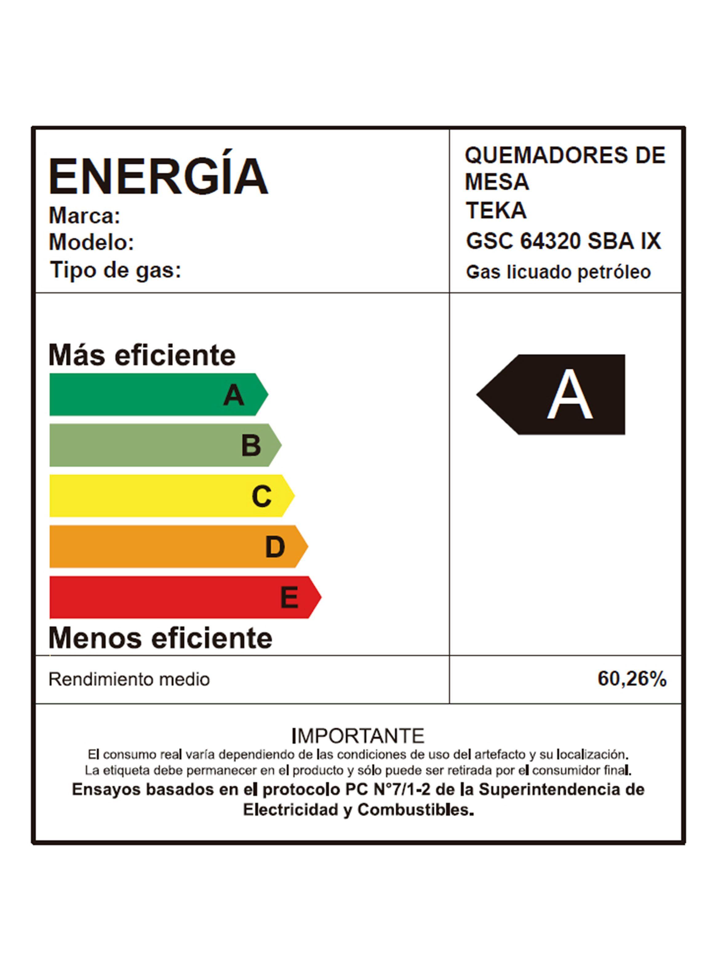 Encimera a Gas Butano 4 Quemadores GSC 64320 SBA IX-5