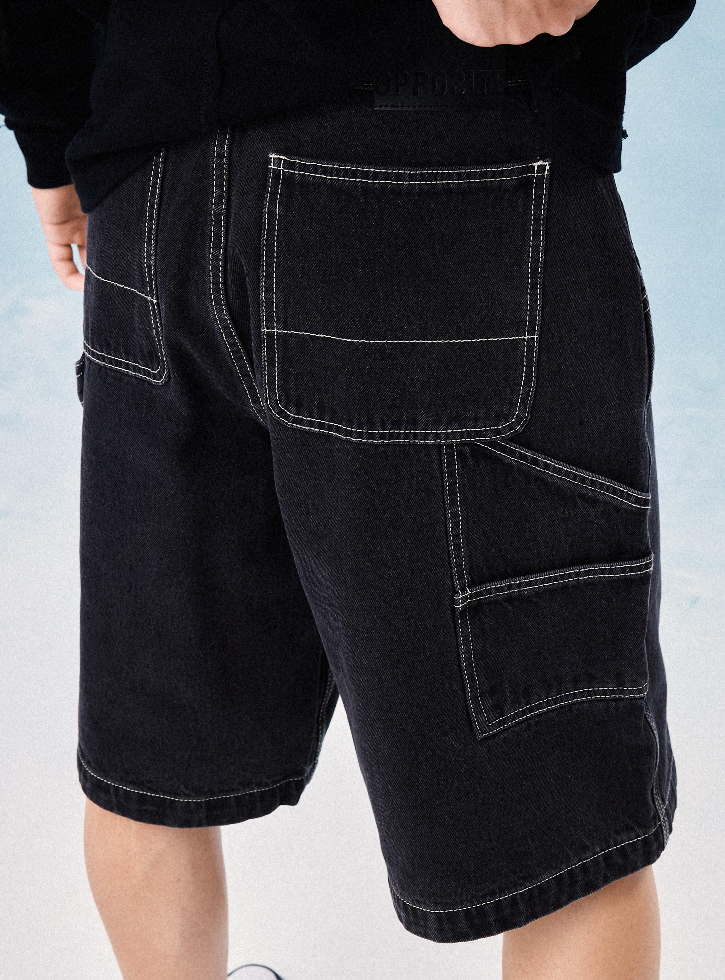 Bermuda Color Sólido de Gabardina-3