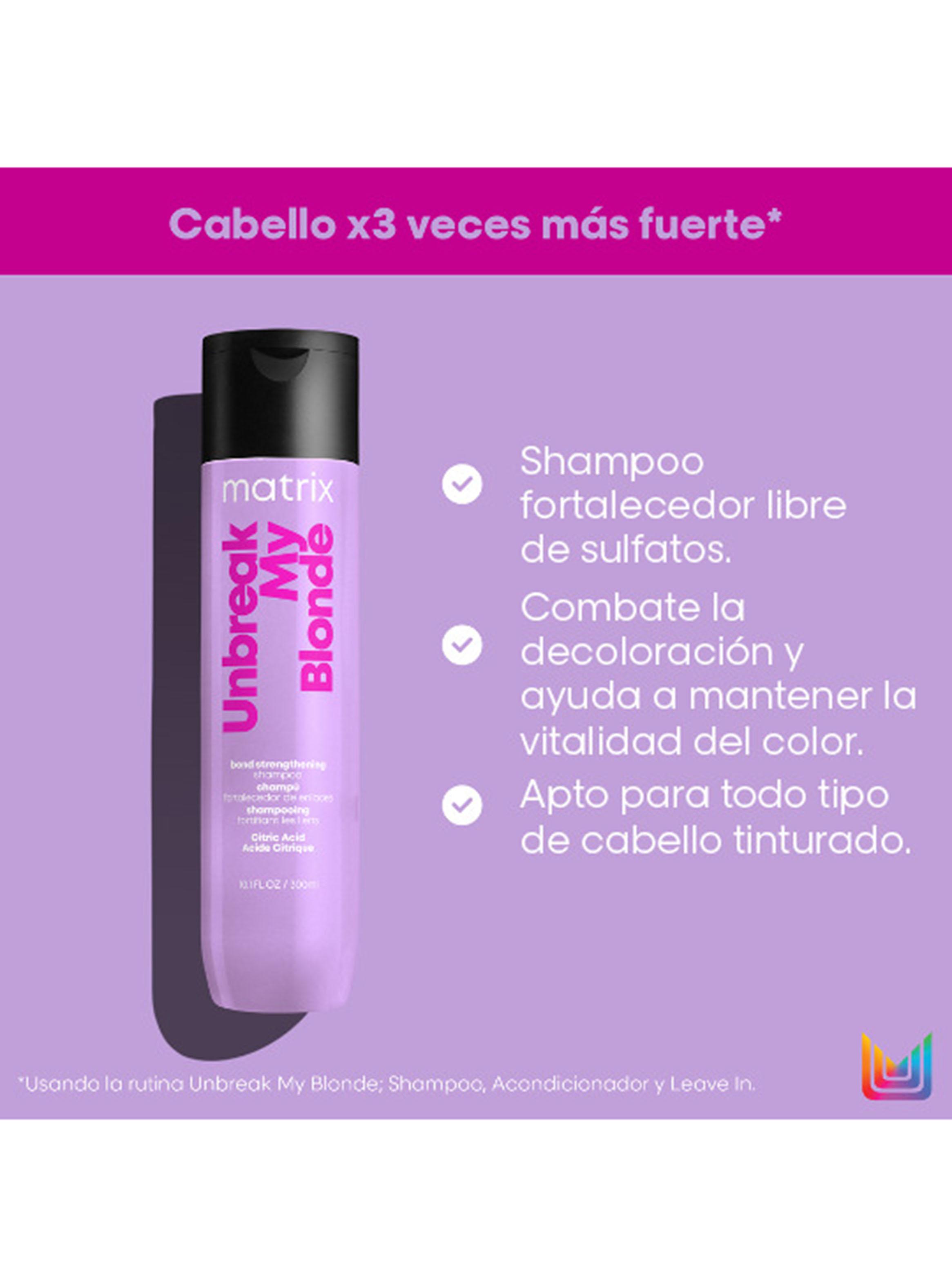 Shampoo sin Sulfatos Fortalecedor Cabello Rubio Decolorado Unbreak My Blonde 300ml-3