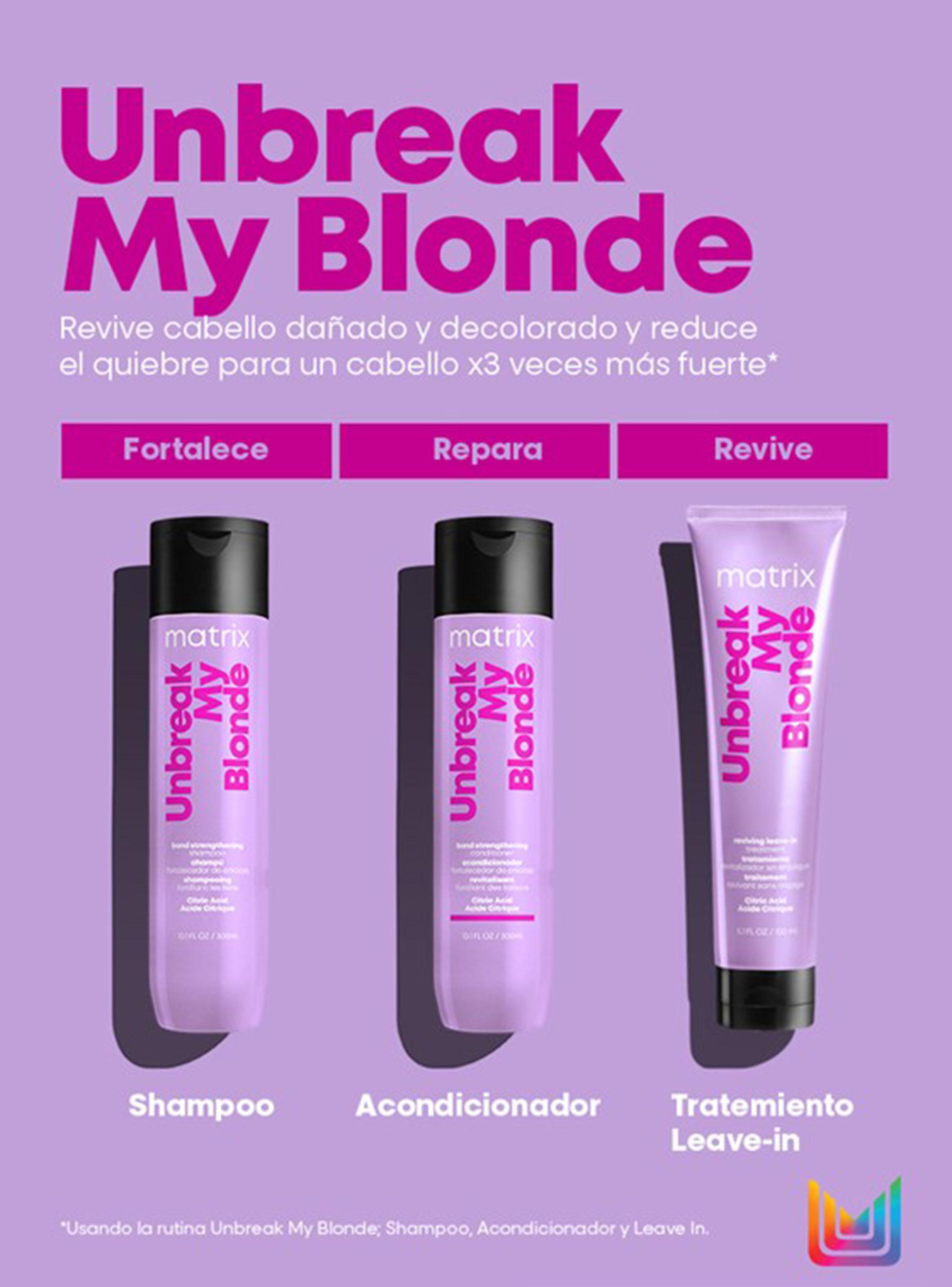 Shampoo sin Sulfatos Fortalecedor Cabello Rubio Decolorado Unbreak My Blonde 300ml-5