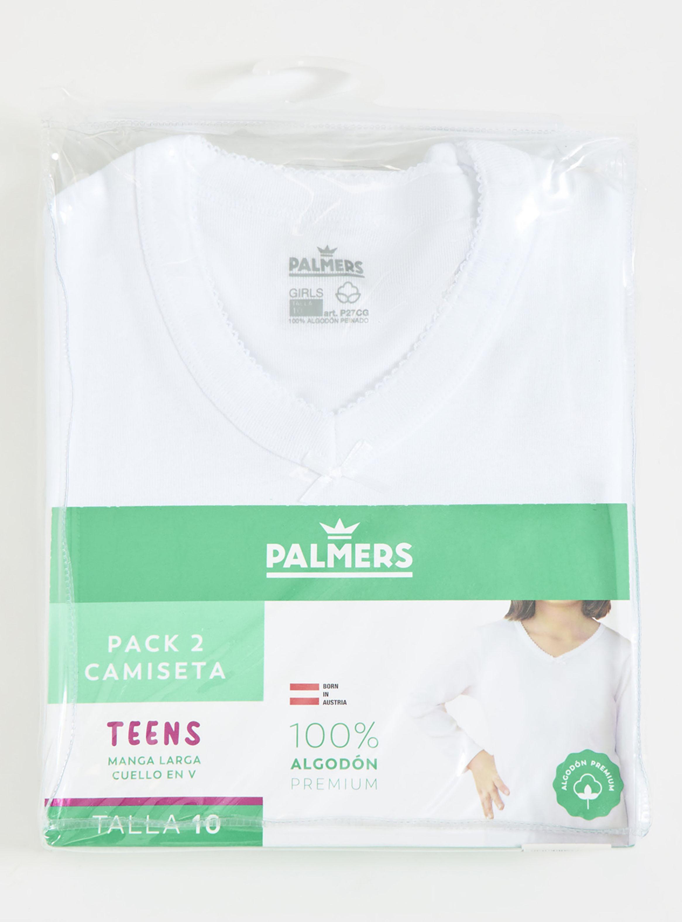 Pack 2 Camiseta Cuello V Algodón Premium Niña-3