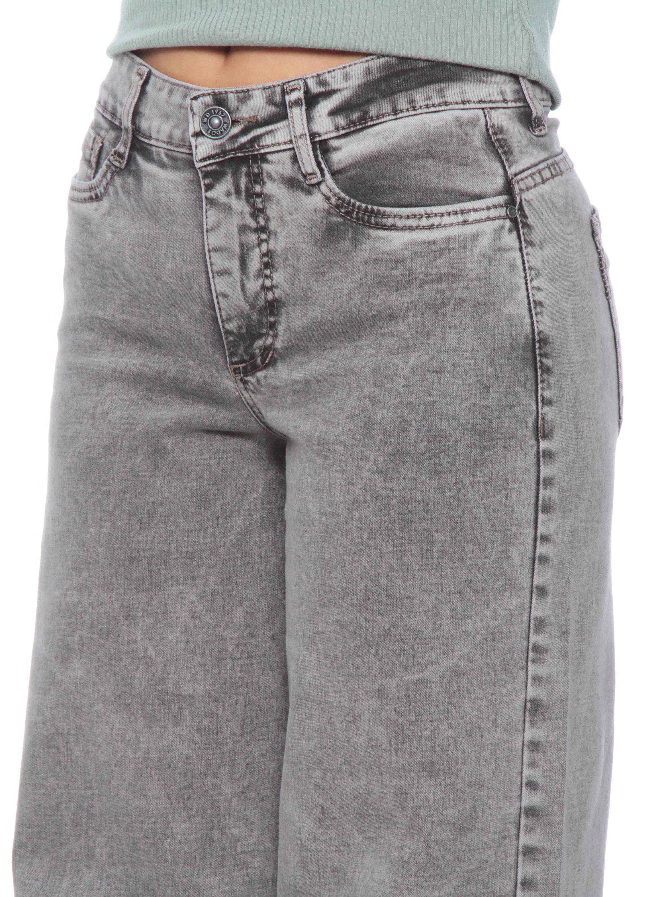 Jeans Wide Leg Tiro Alto con Botón 1-2