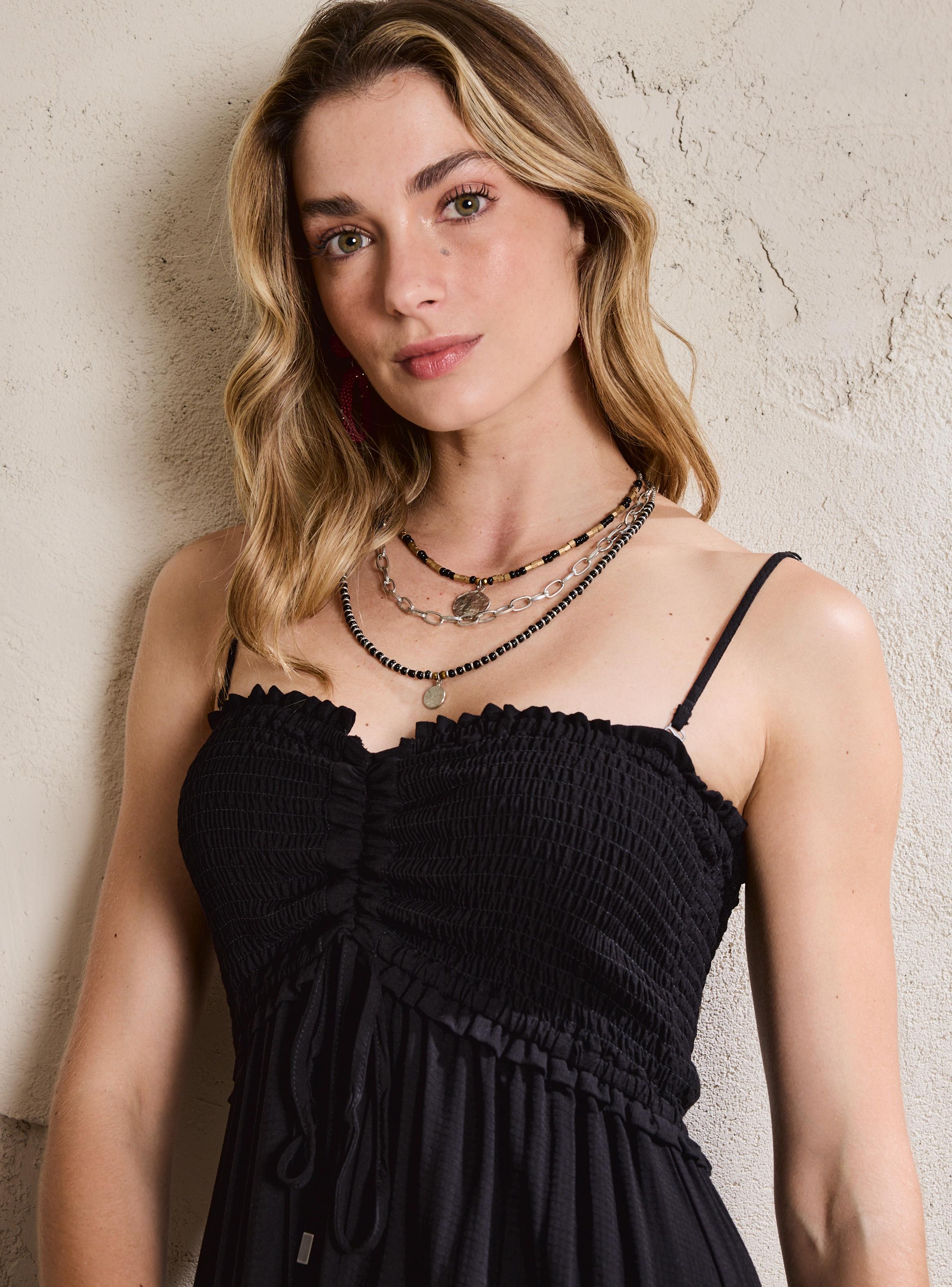 Vestido con Top de Panal y Faldón con Cortes-2