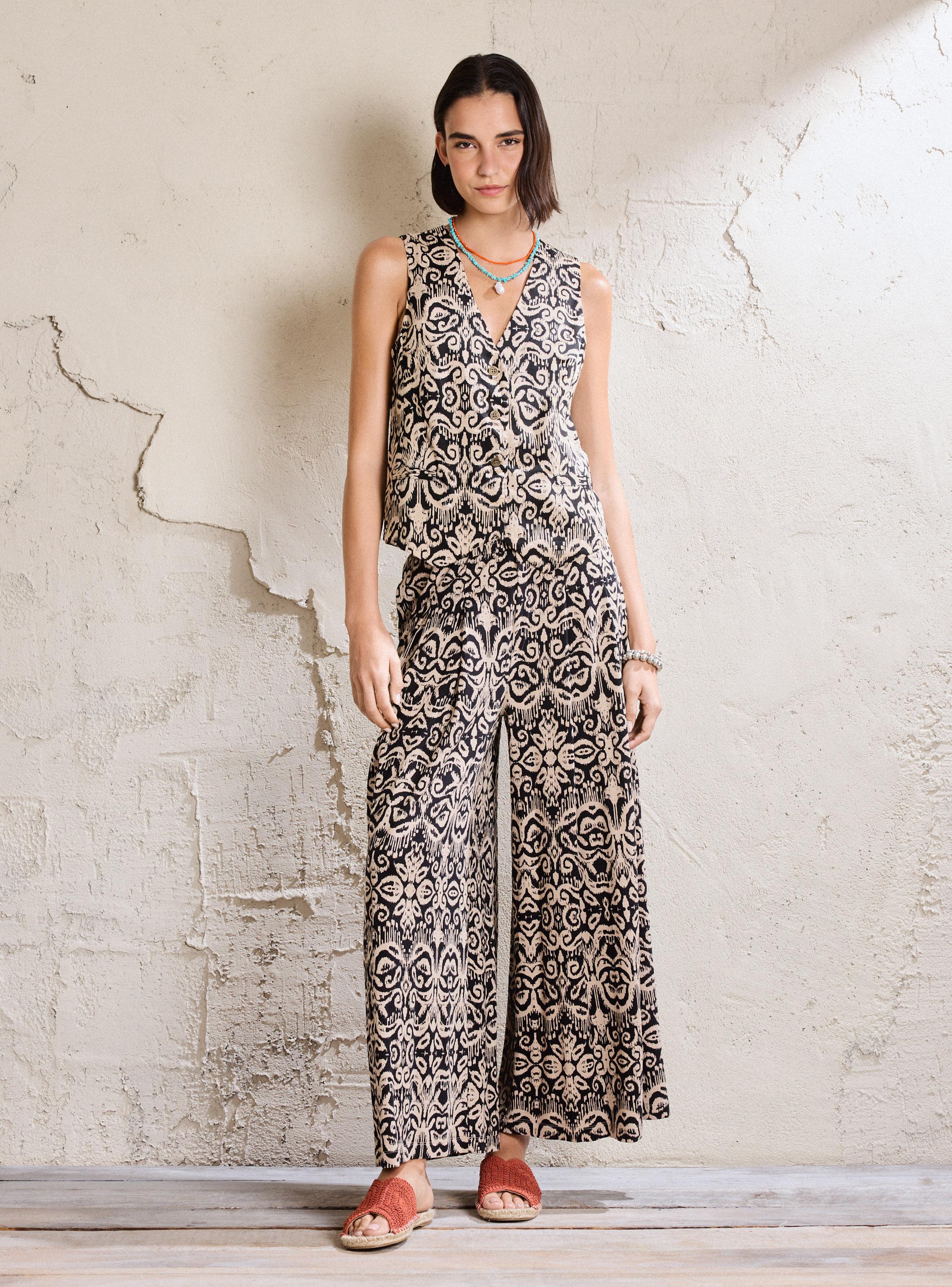 Pantalón Estampado con Pretina Elasticada-4
