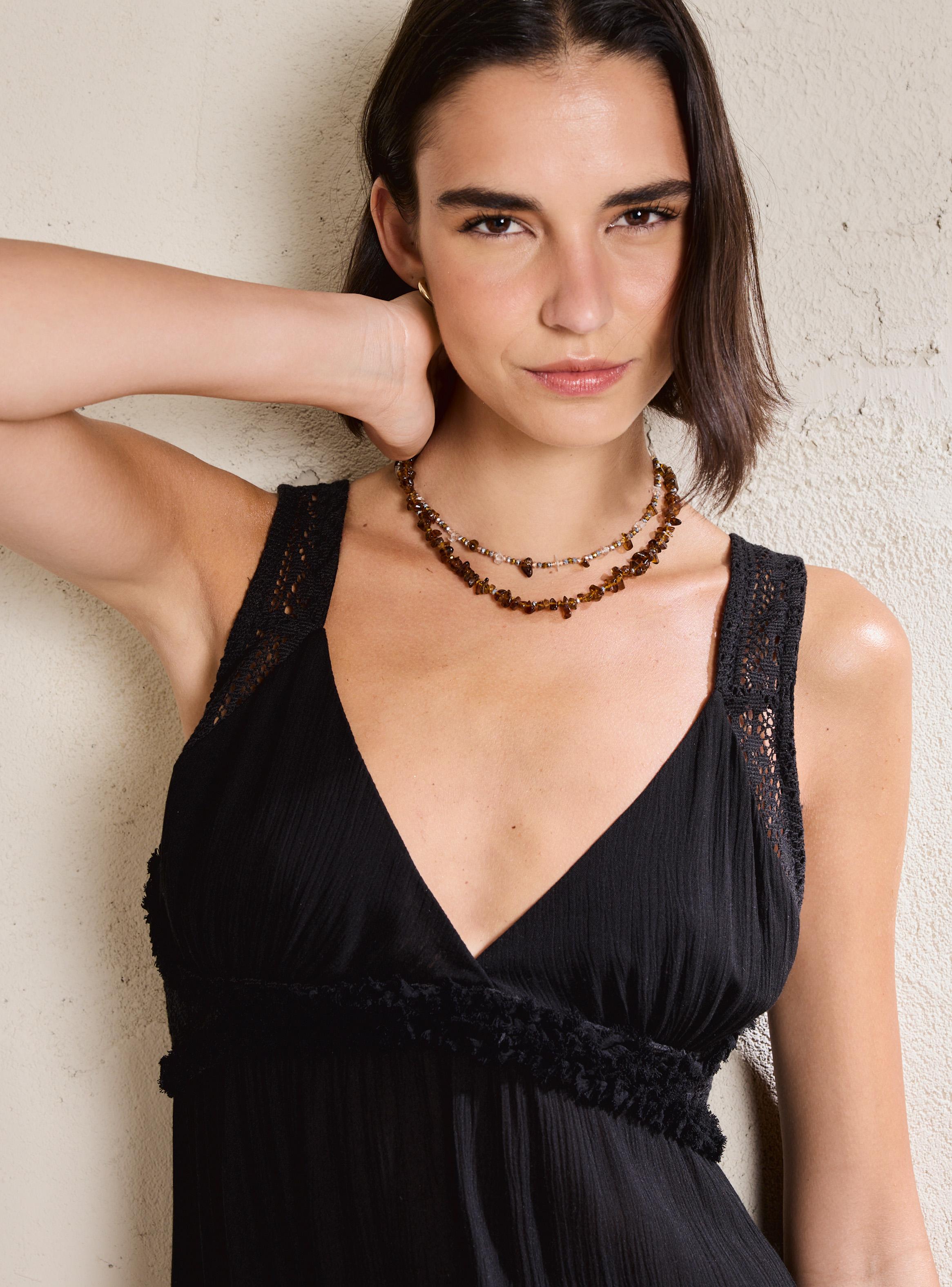 Vestido con Aplicación de Encaje de Algodón-2