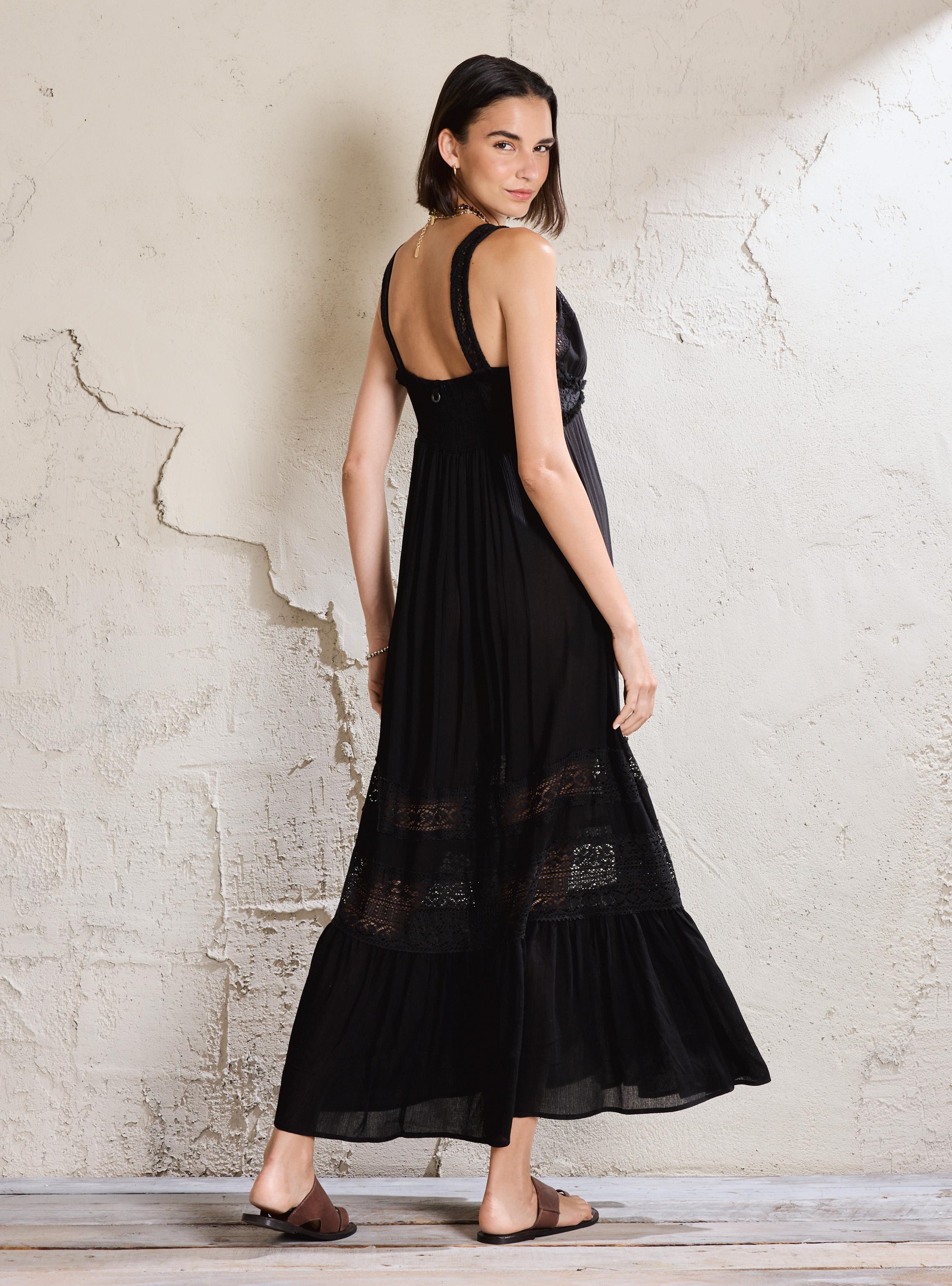 Vestido con Aplicación de Encaje de Algodón-5