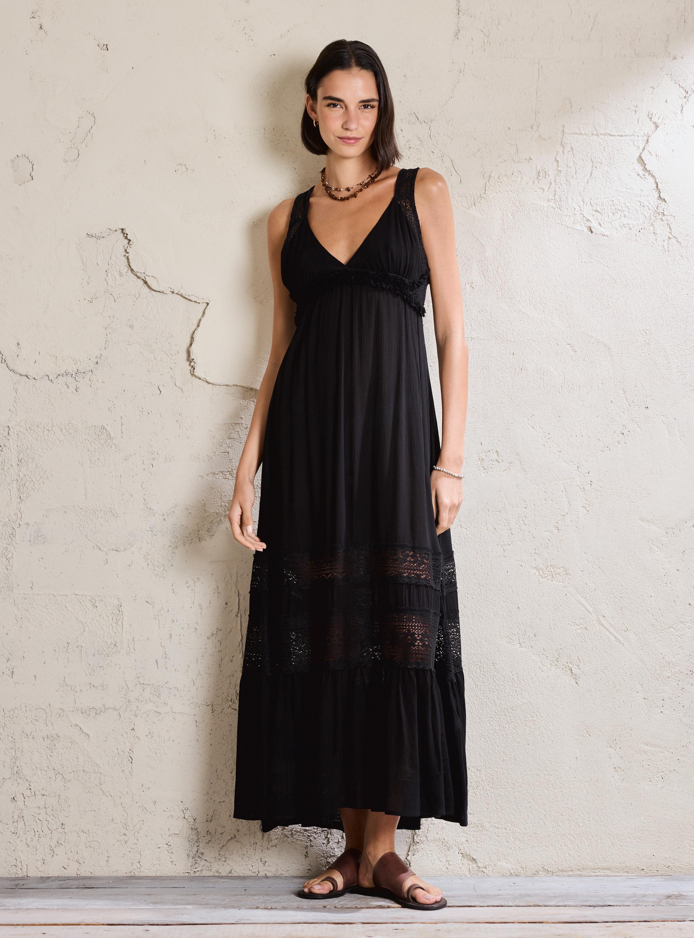 Vestido con Aplicación de Encaje de Algodón-4