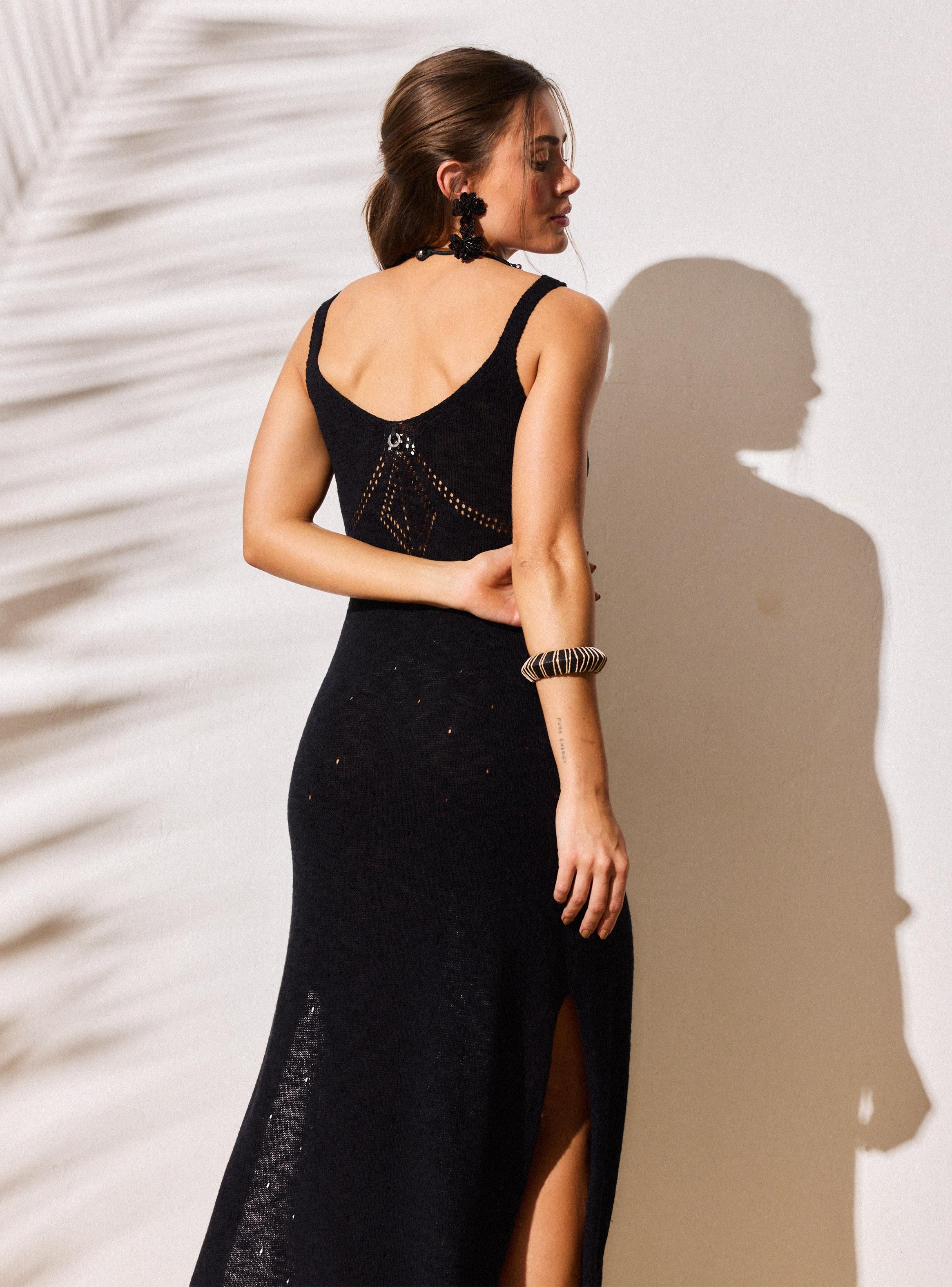 Vestido de Tejido de Punto con Calados-1