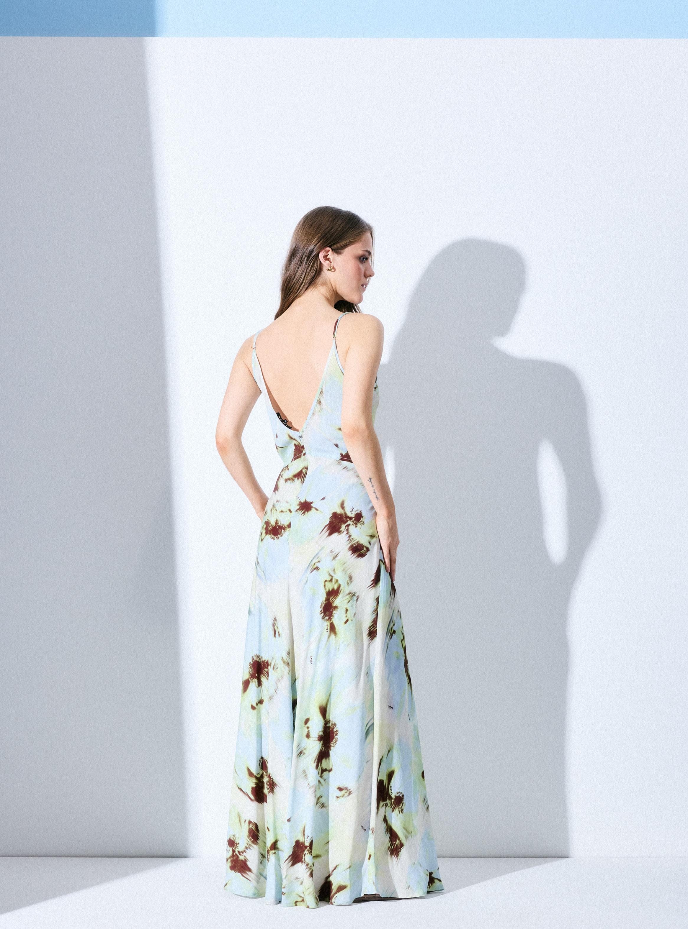 Vestido Largo Tirantes con Estampado Floral-5