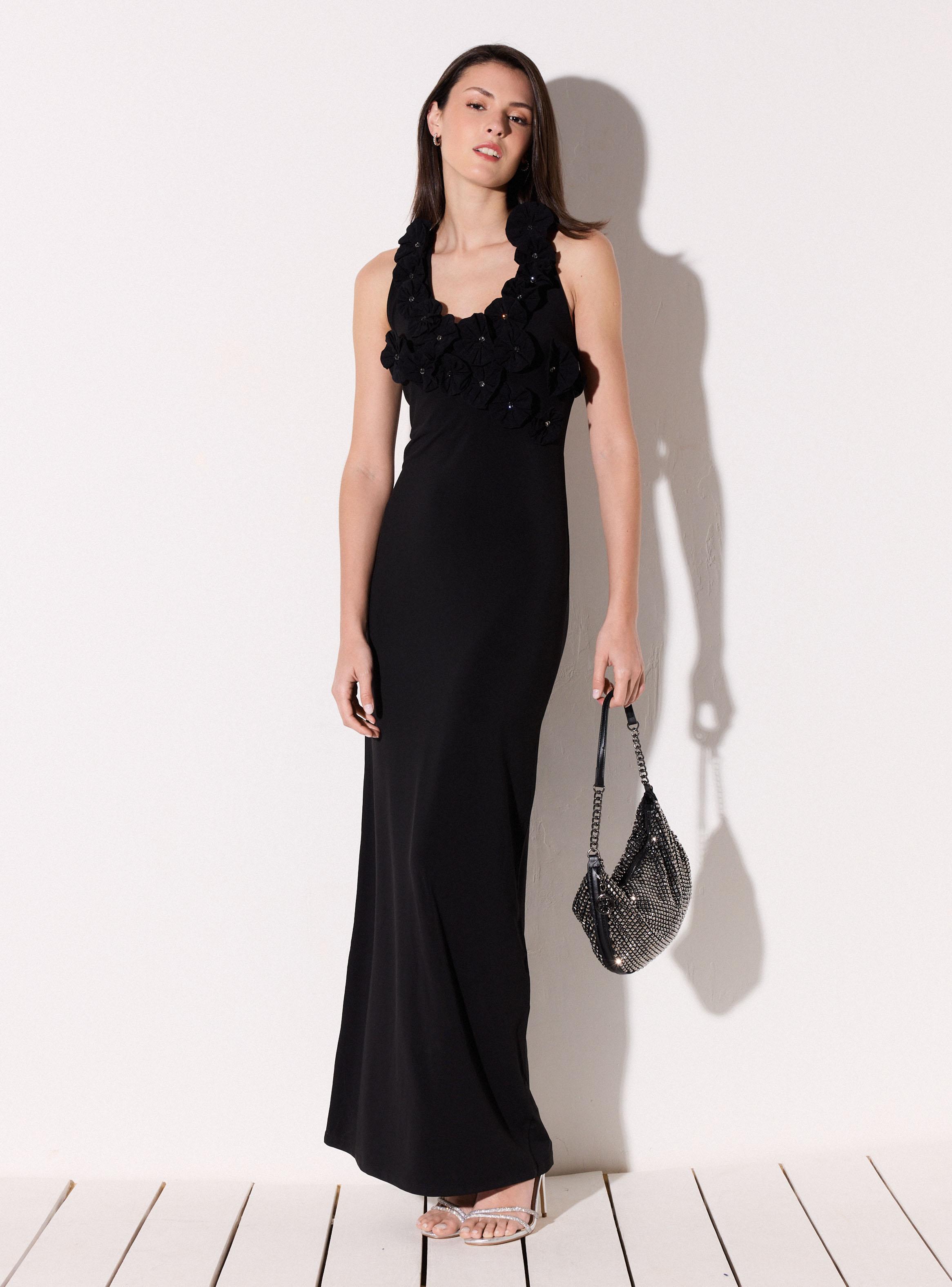 Vestido Spandex con Aplicaciones de Flores-4