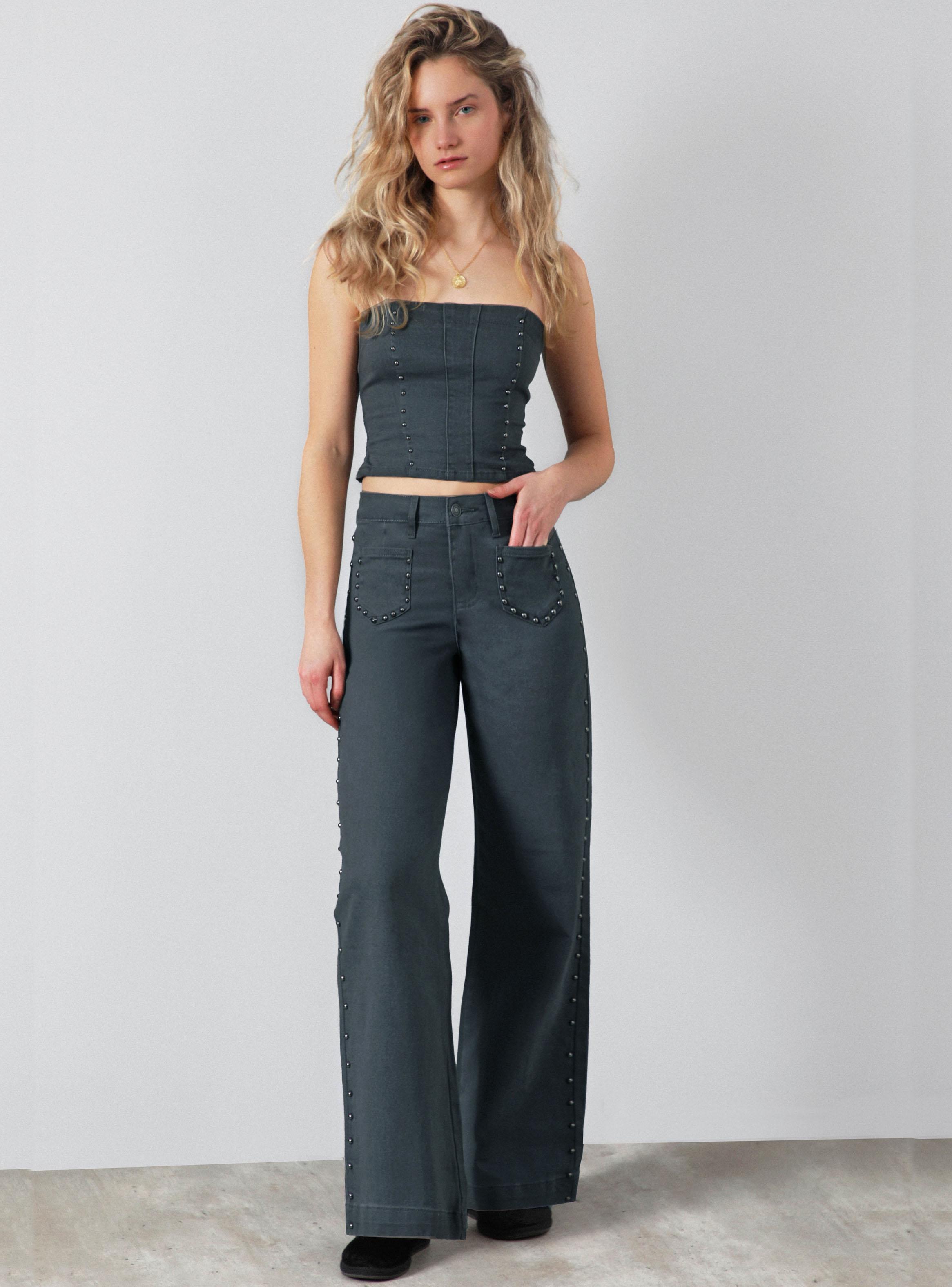 Jeans Pants Tachas Bolsillos-3