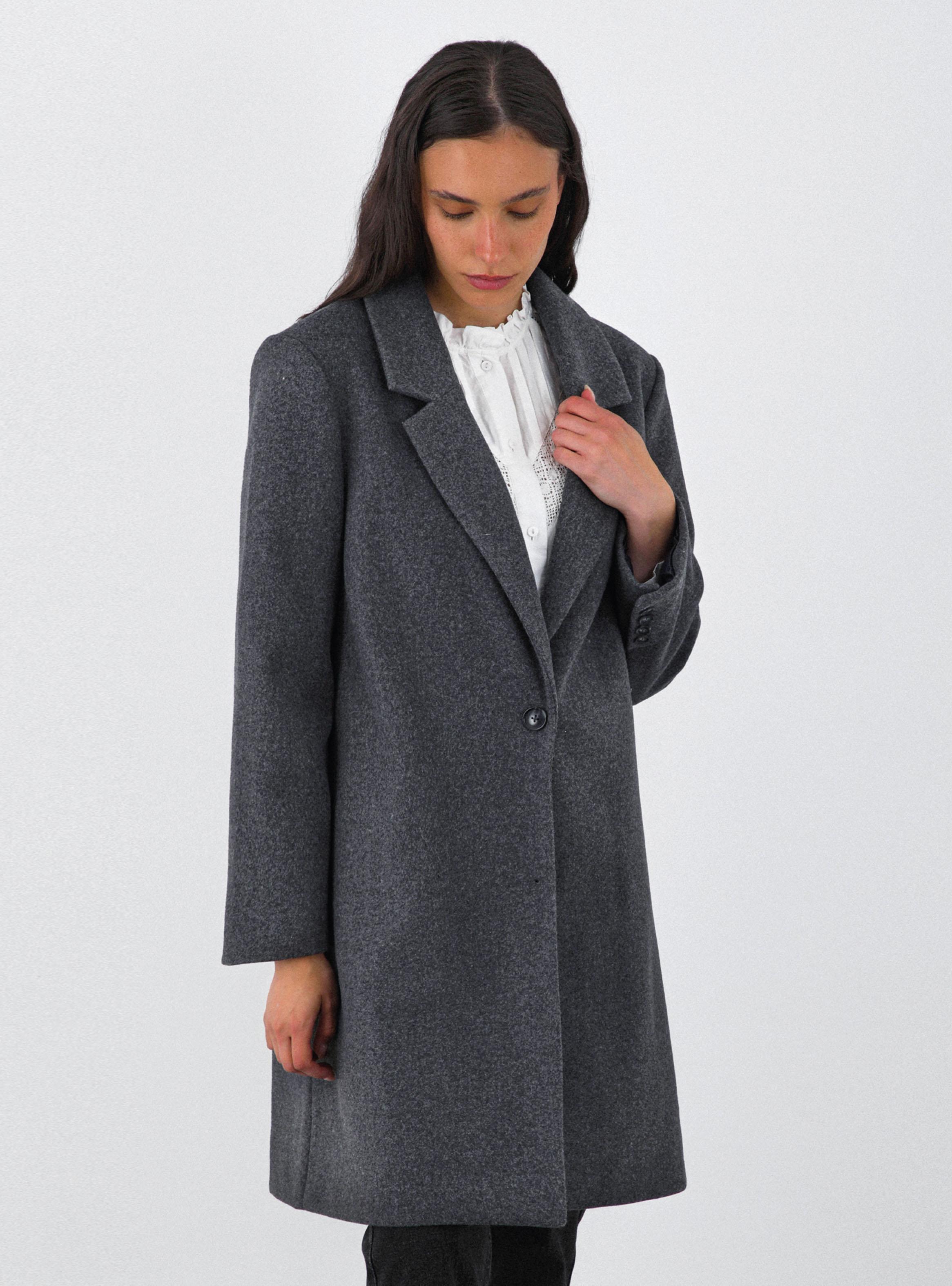 Abrigo Lanilla Melange Gris-2