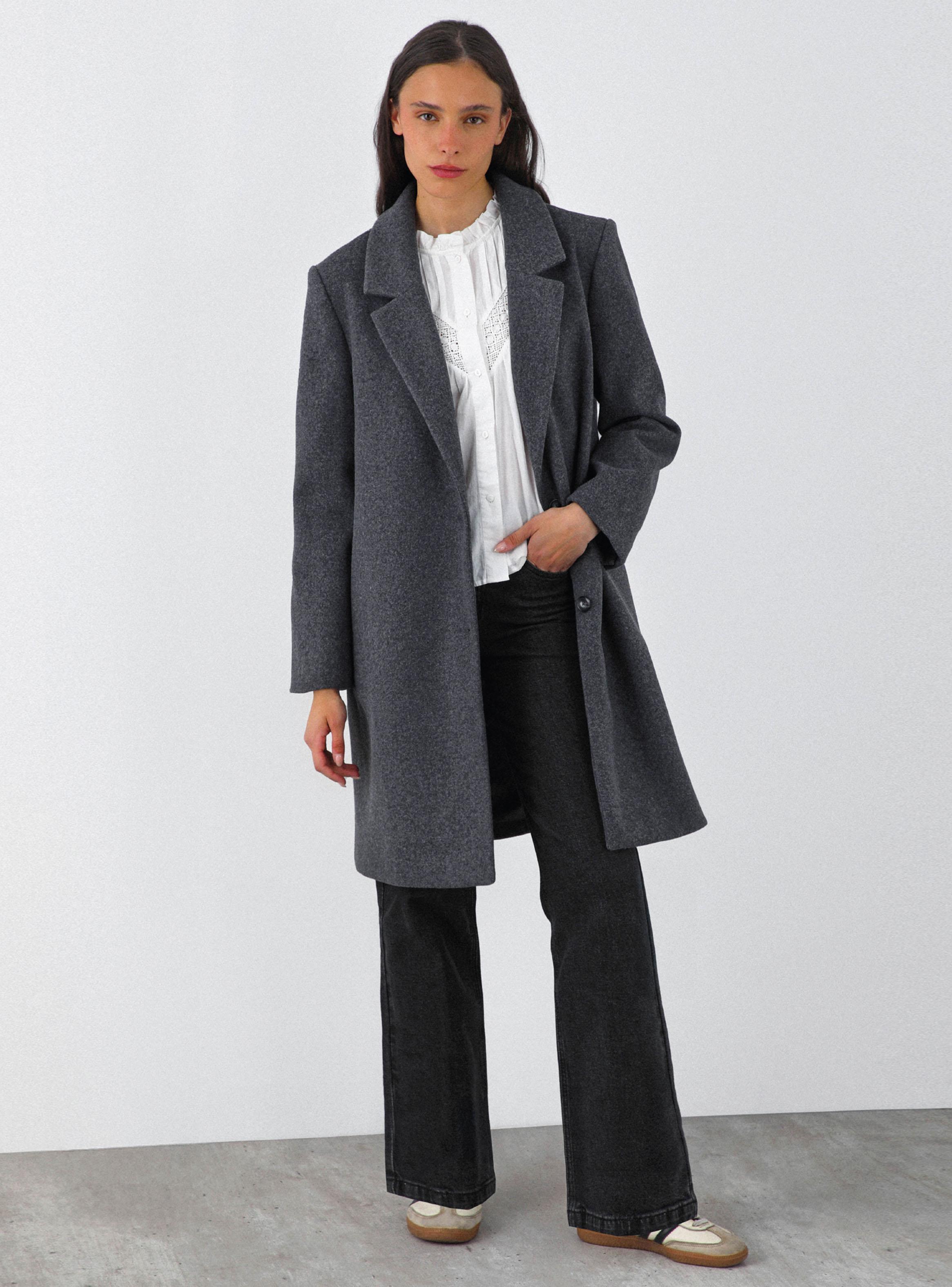 Abrigo Lanilla Melange Gris-4