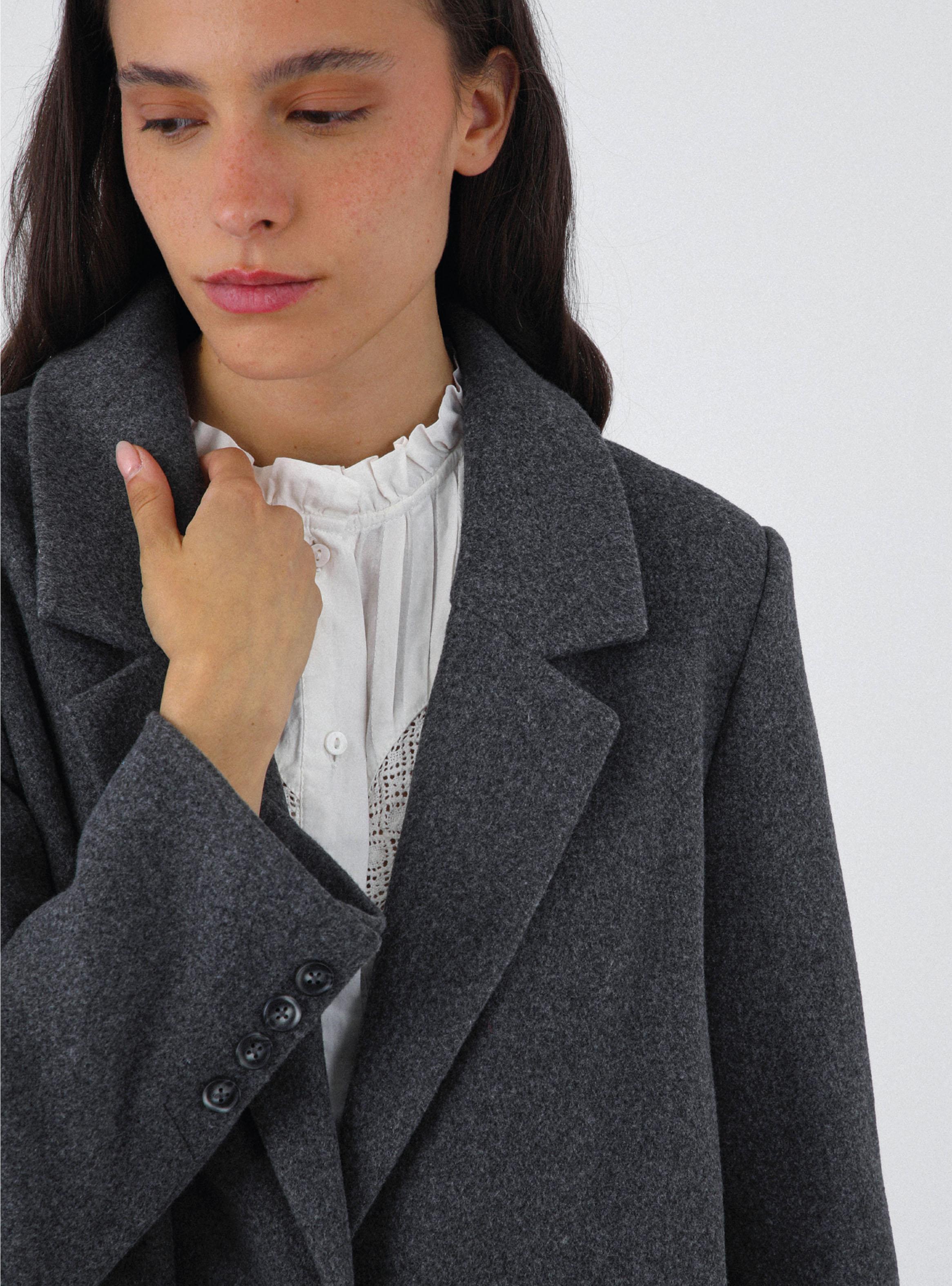 Abrigo Lanilla Melange Gris-3