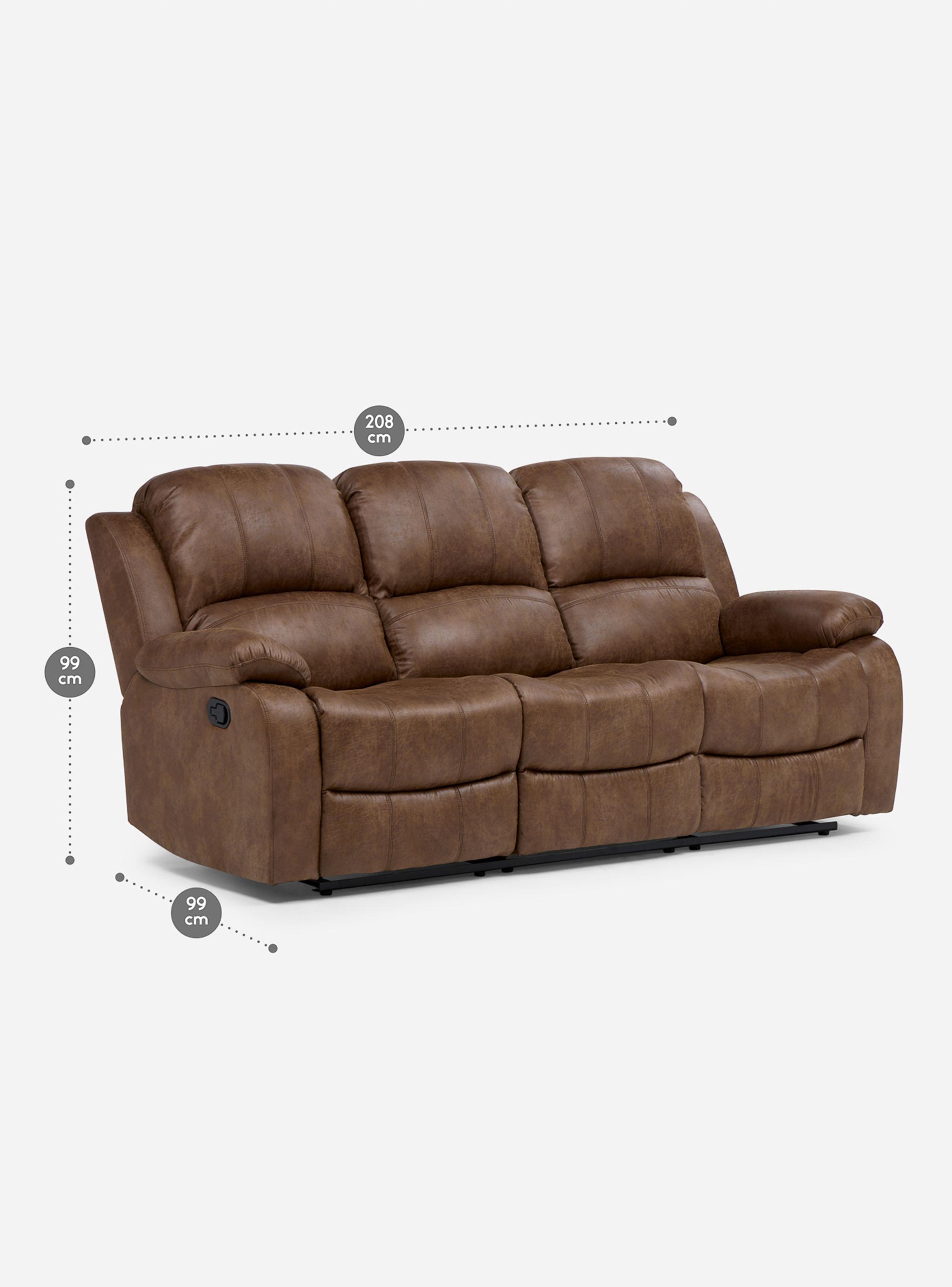 Sofá Reclinable 3 Cuerpos Umbria Tela Tabaco-1
