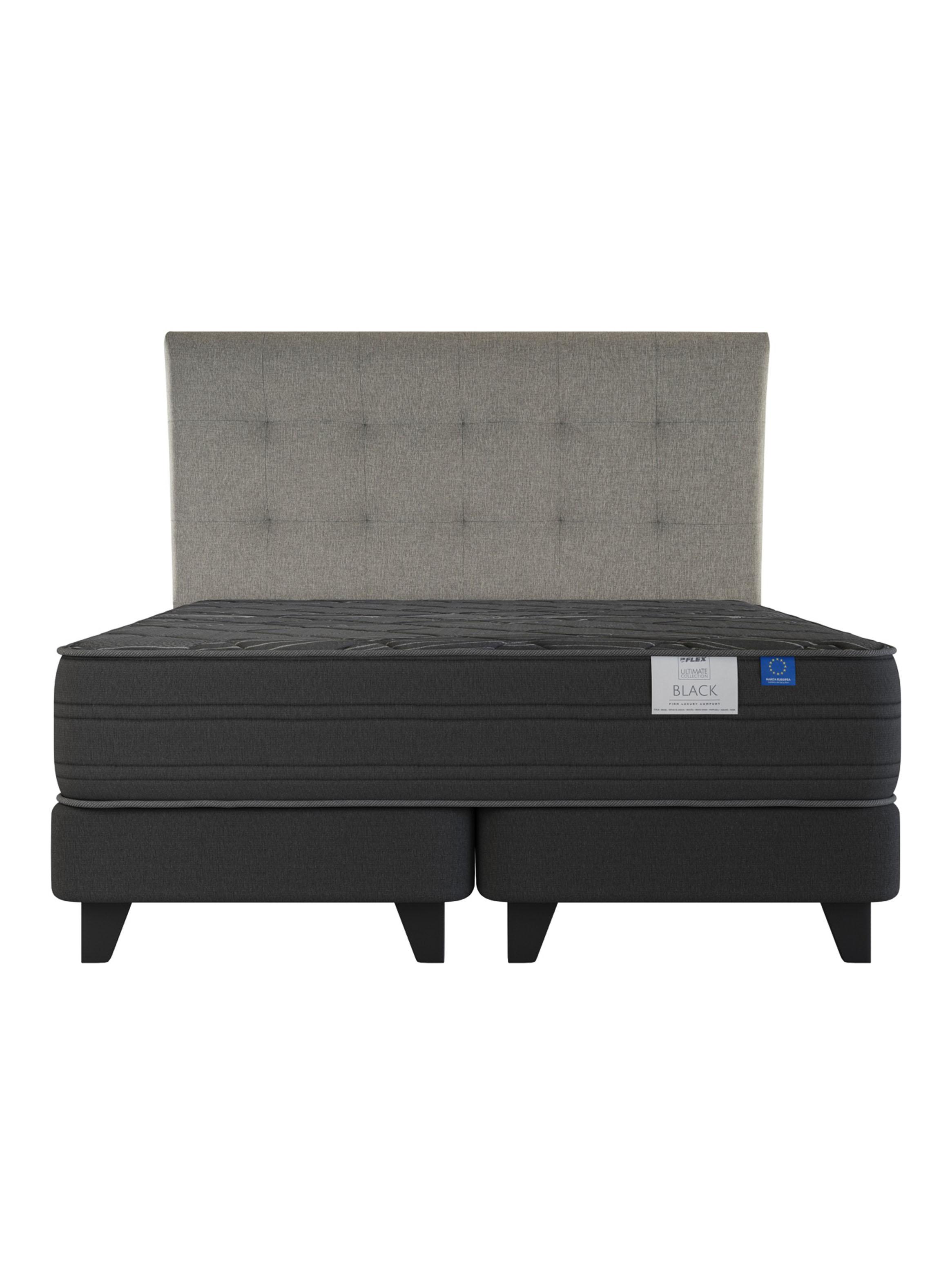 Cama Europea King Black Base Dividida Base + Colchón + Respaldo-2