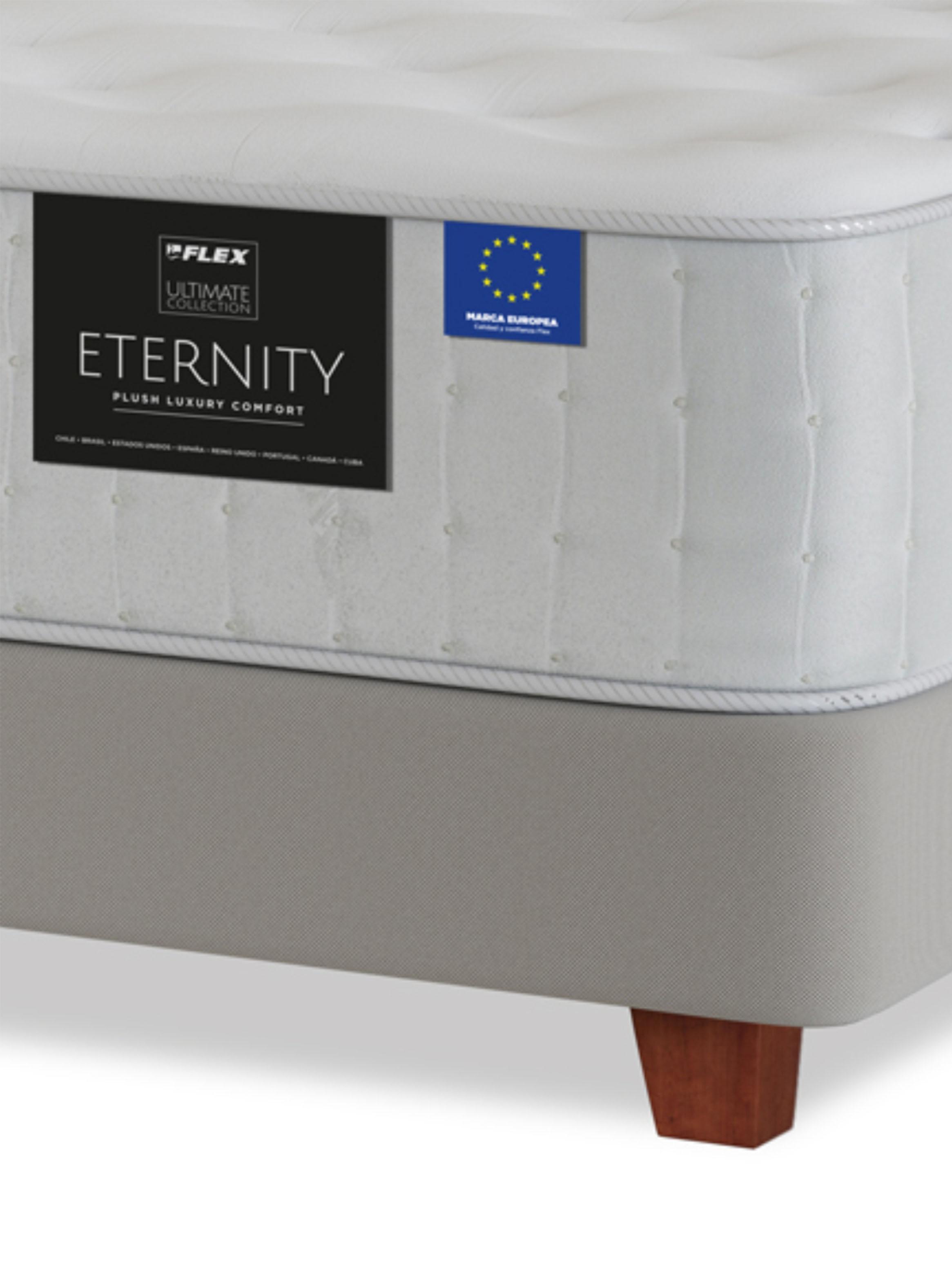 Cama Europea Top Arena Eternity King + Respaldo Tachas Crudo-3