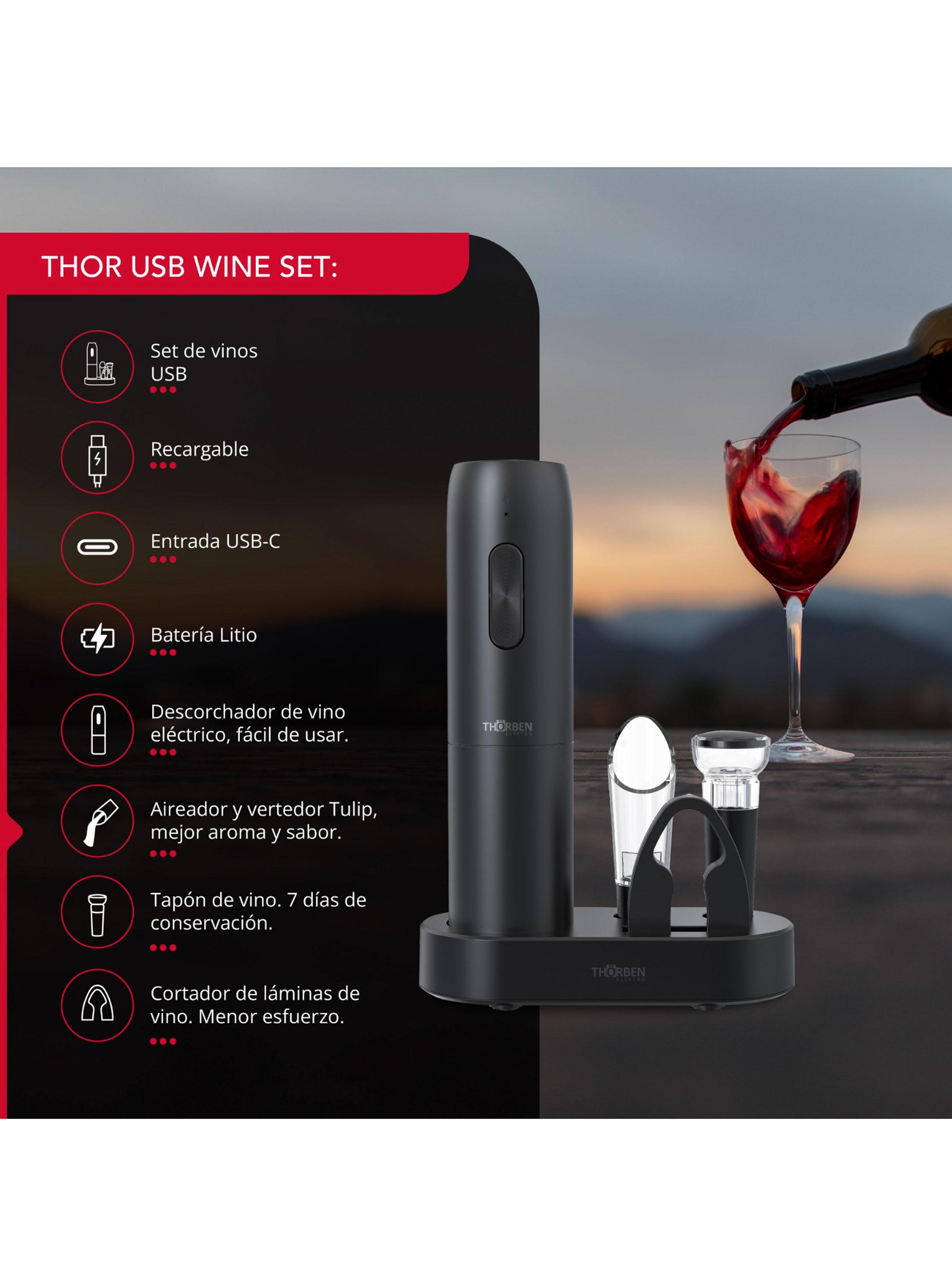 Descorchador Eléctrico USB Wine Set-5