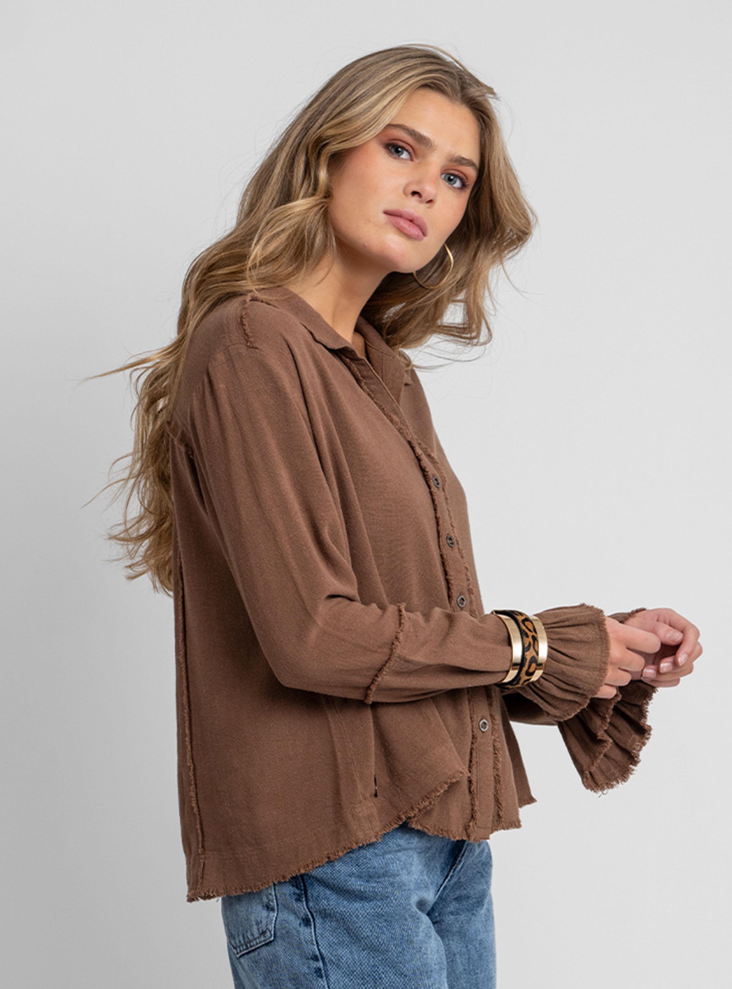 Blusa Sole Lino Café-2