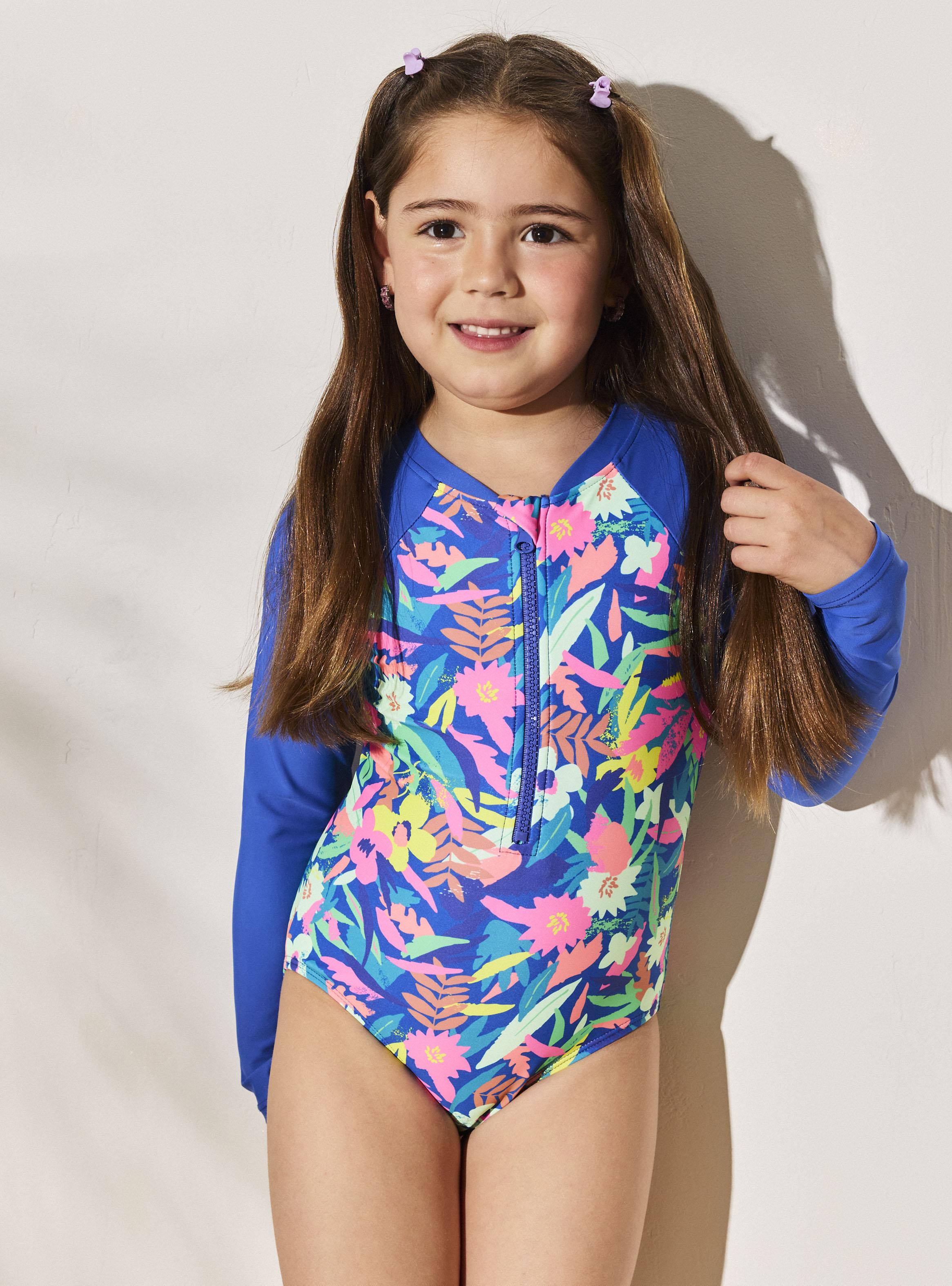 Traje de Baño Manga Larga Raglan con Maxi Estampado-0