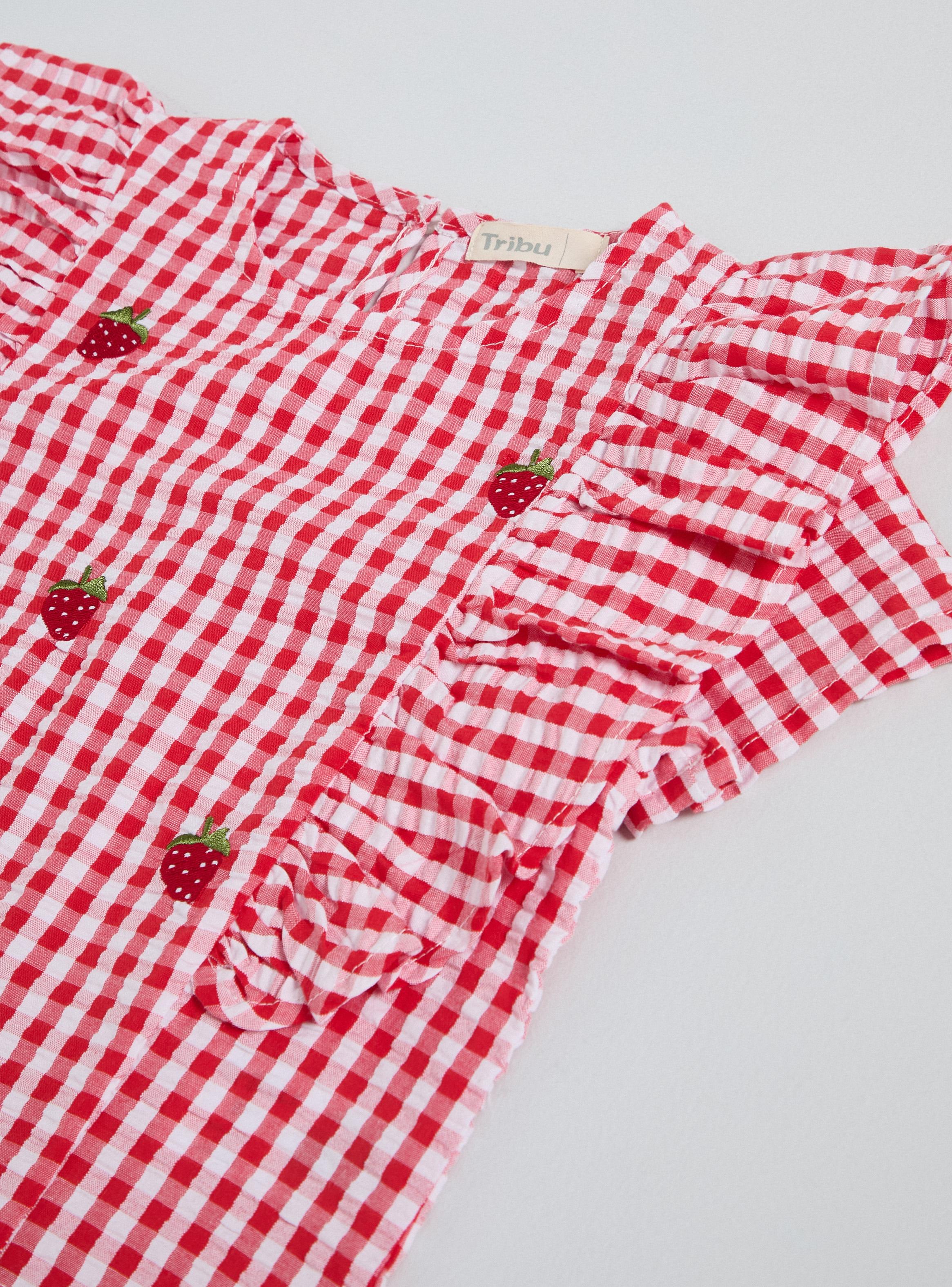 Blusa Estilo Vichy Seersucker con Frutillas-4