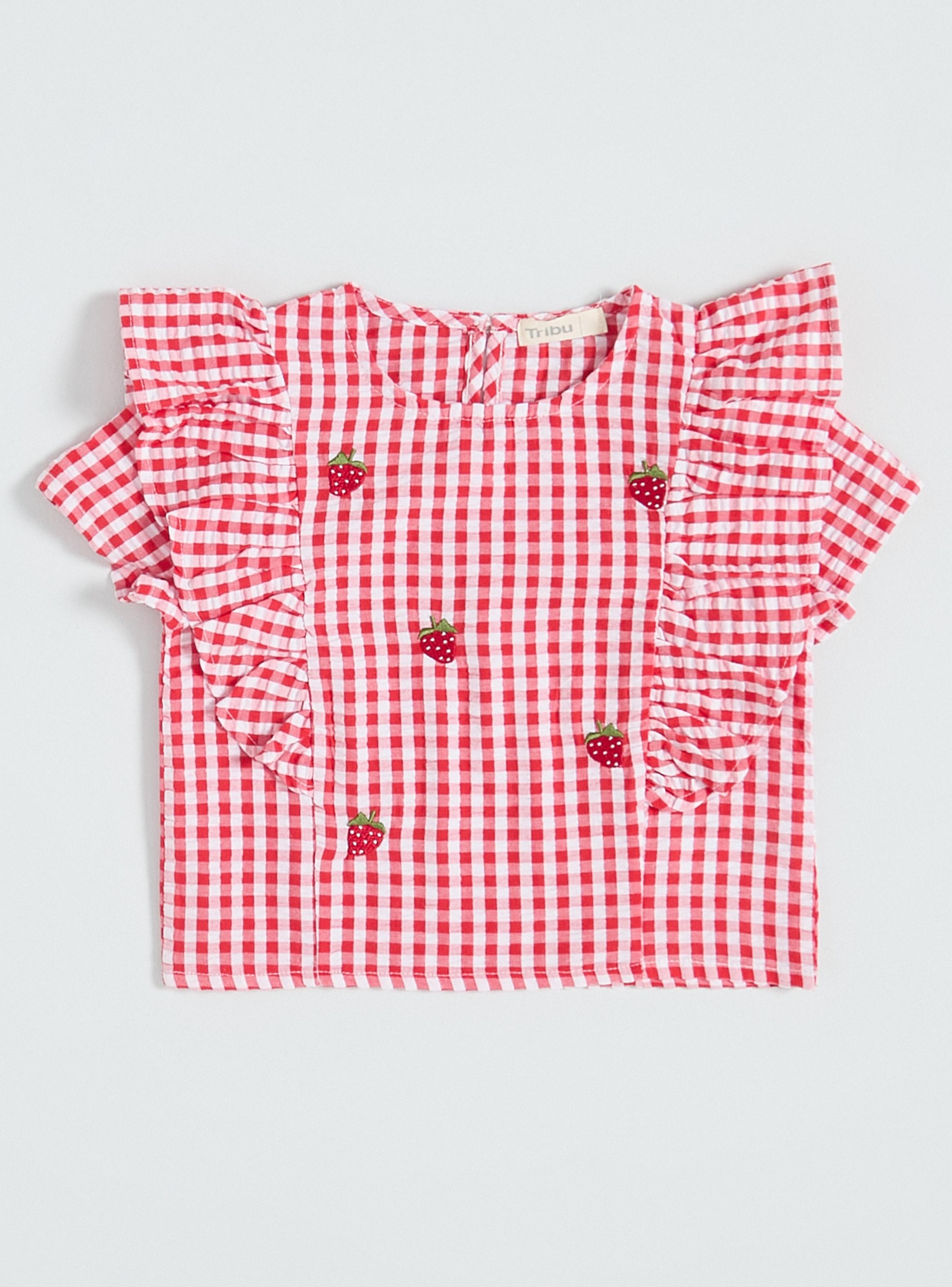 Blusa Estilo Vichy Seersucker con Frutillas-2
