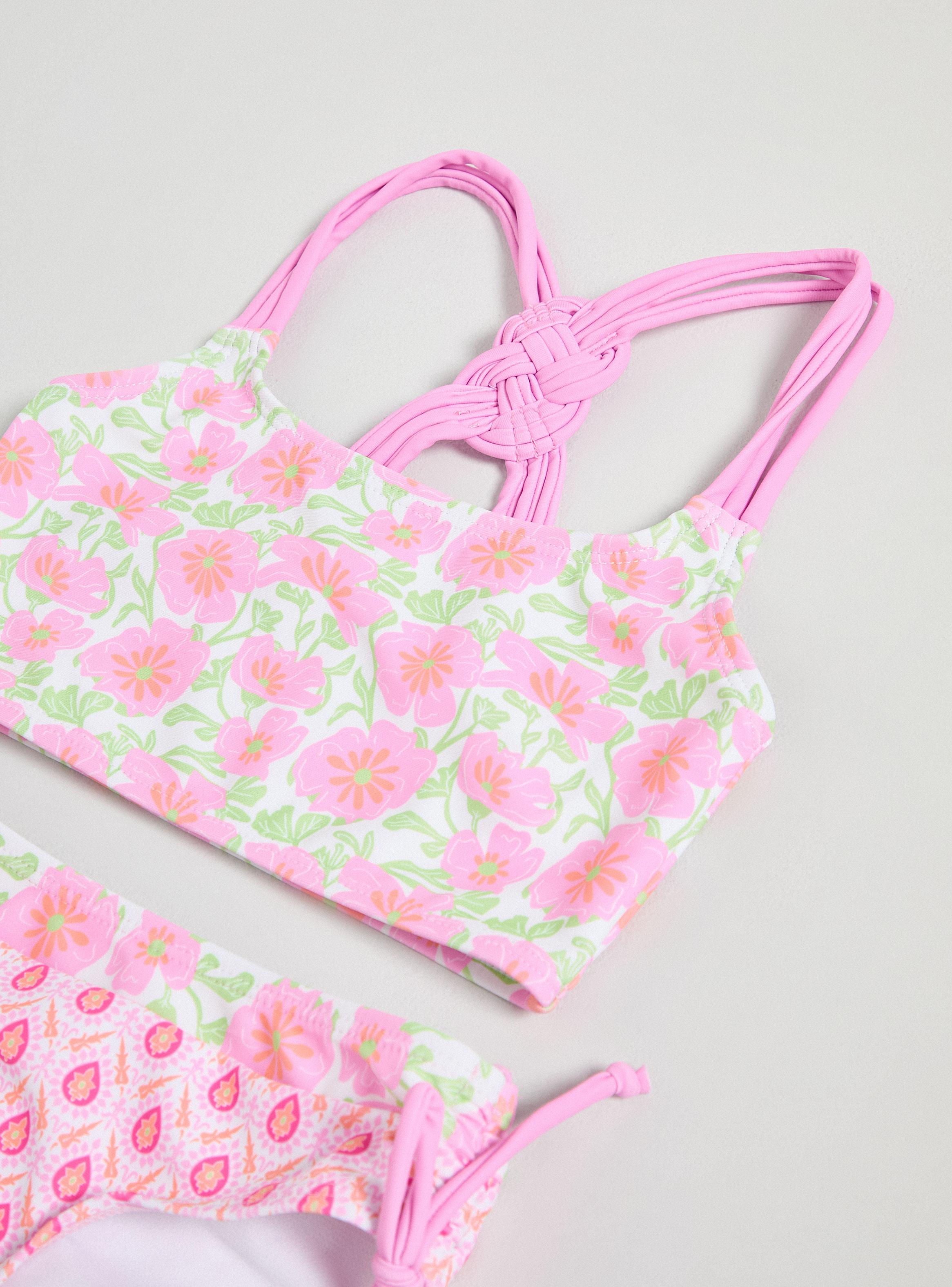 Traje de Baño Bikini Estampado con Espalda Trenzada-3