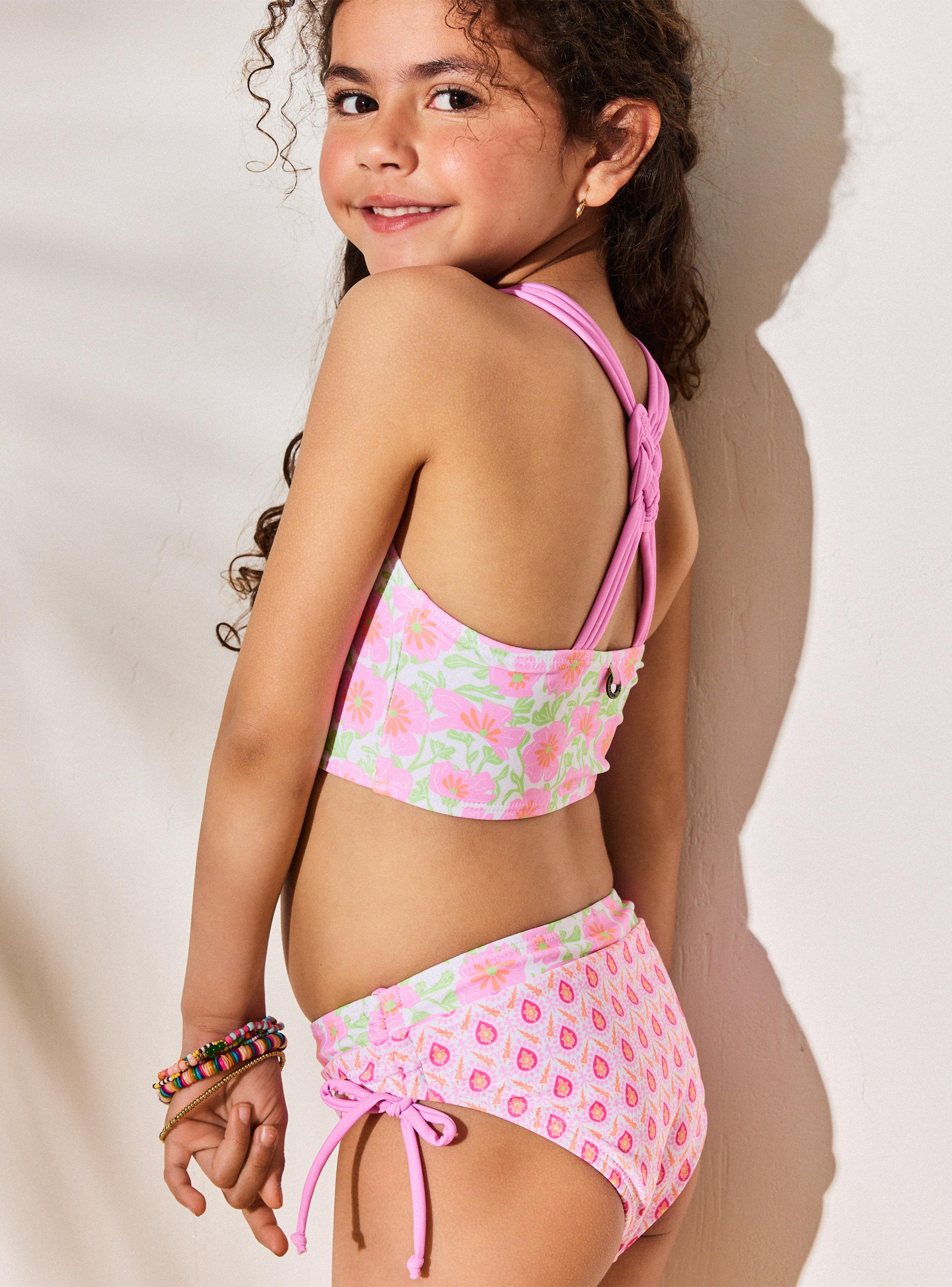 Traje de Baño Bikini Estampado con Espalda Trenzada-0