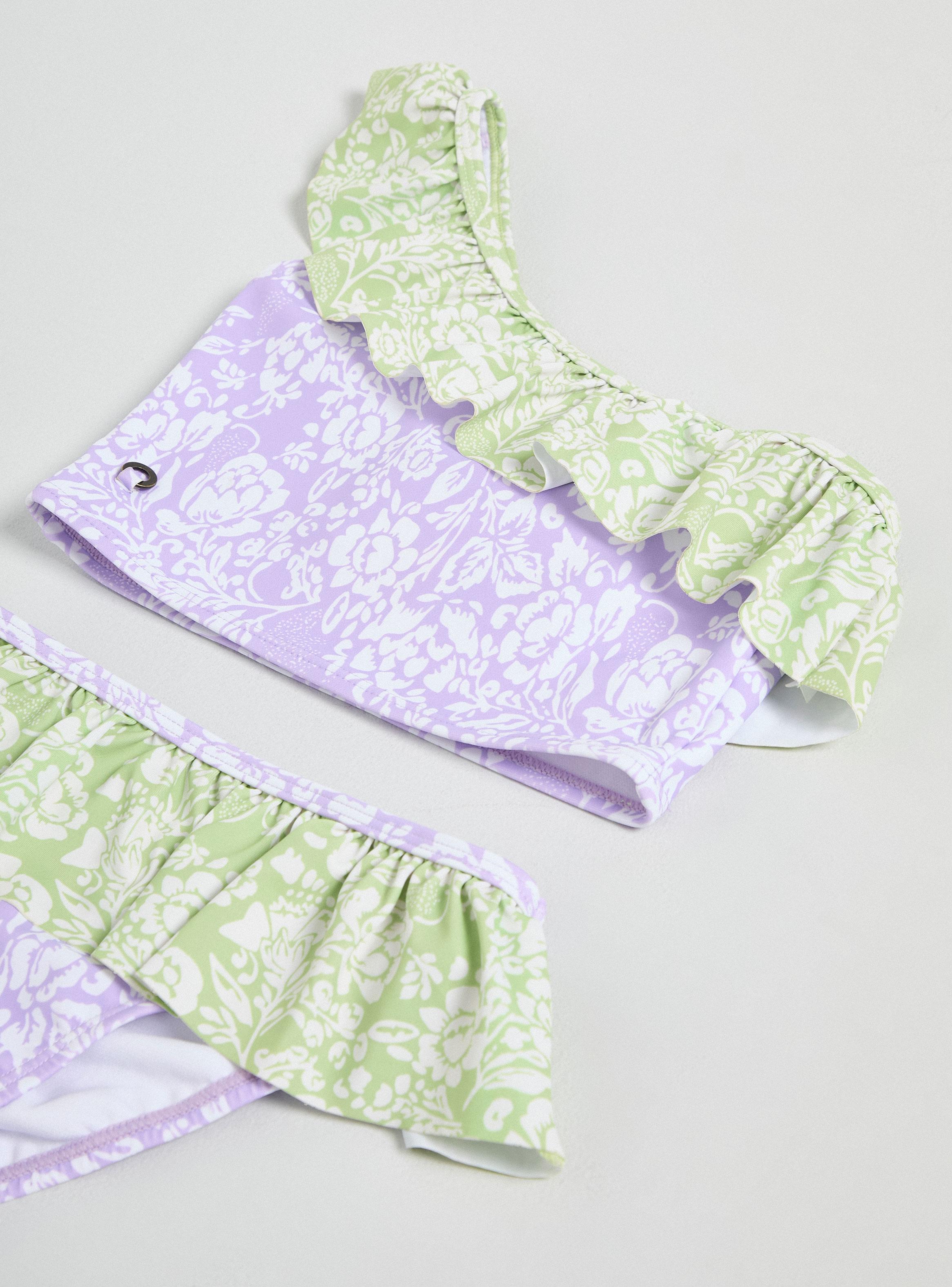 Traje de Baño Bikini Estampado un Hombro-3