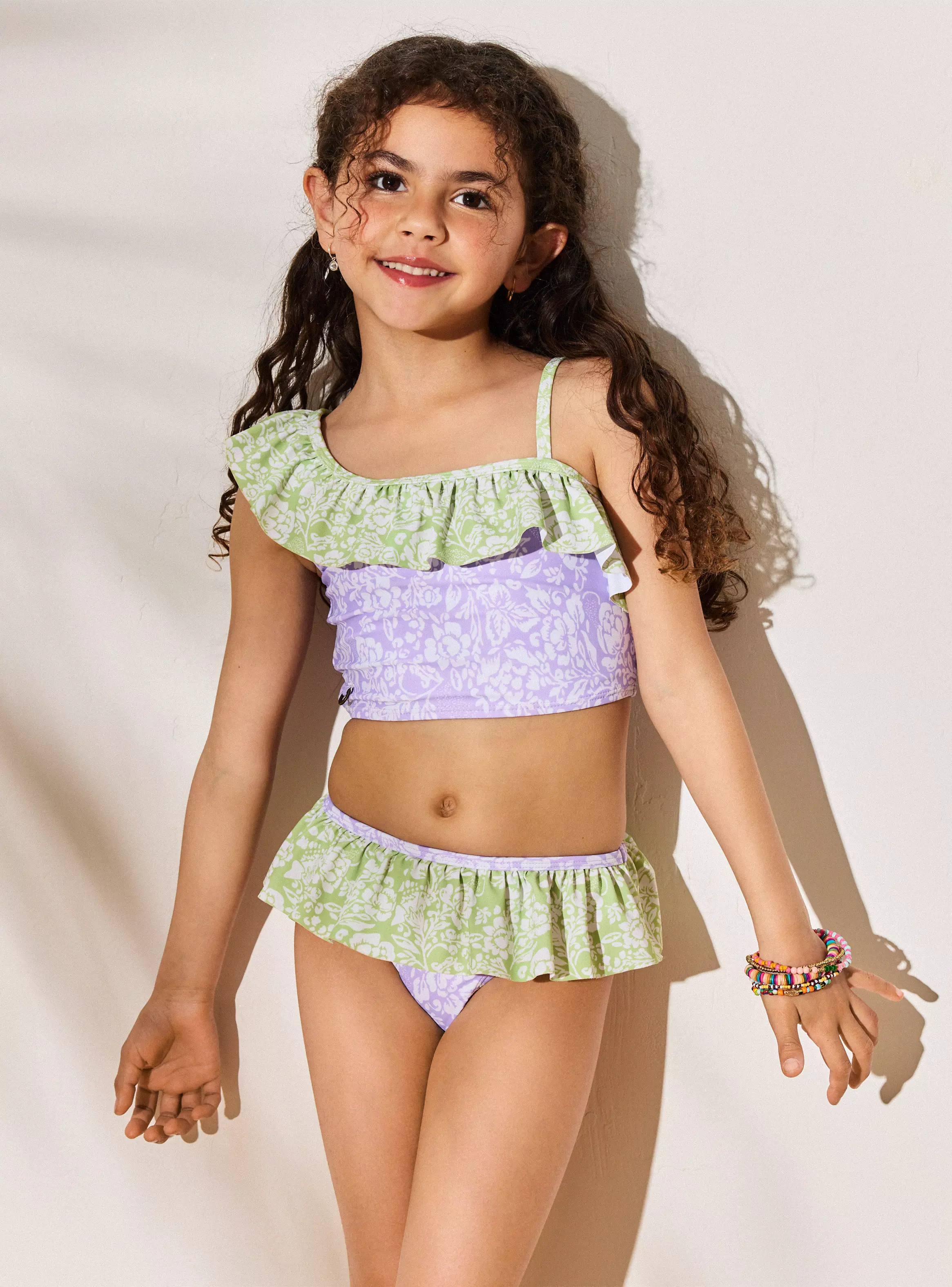 Traje de Baño Bikini Estampado un Hombro-0