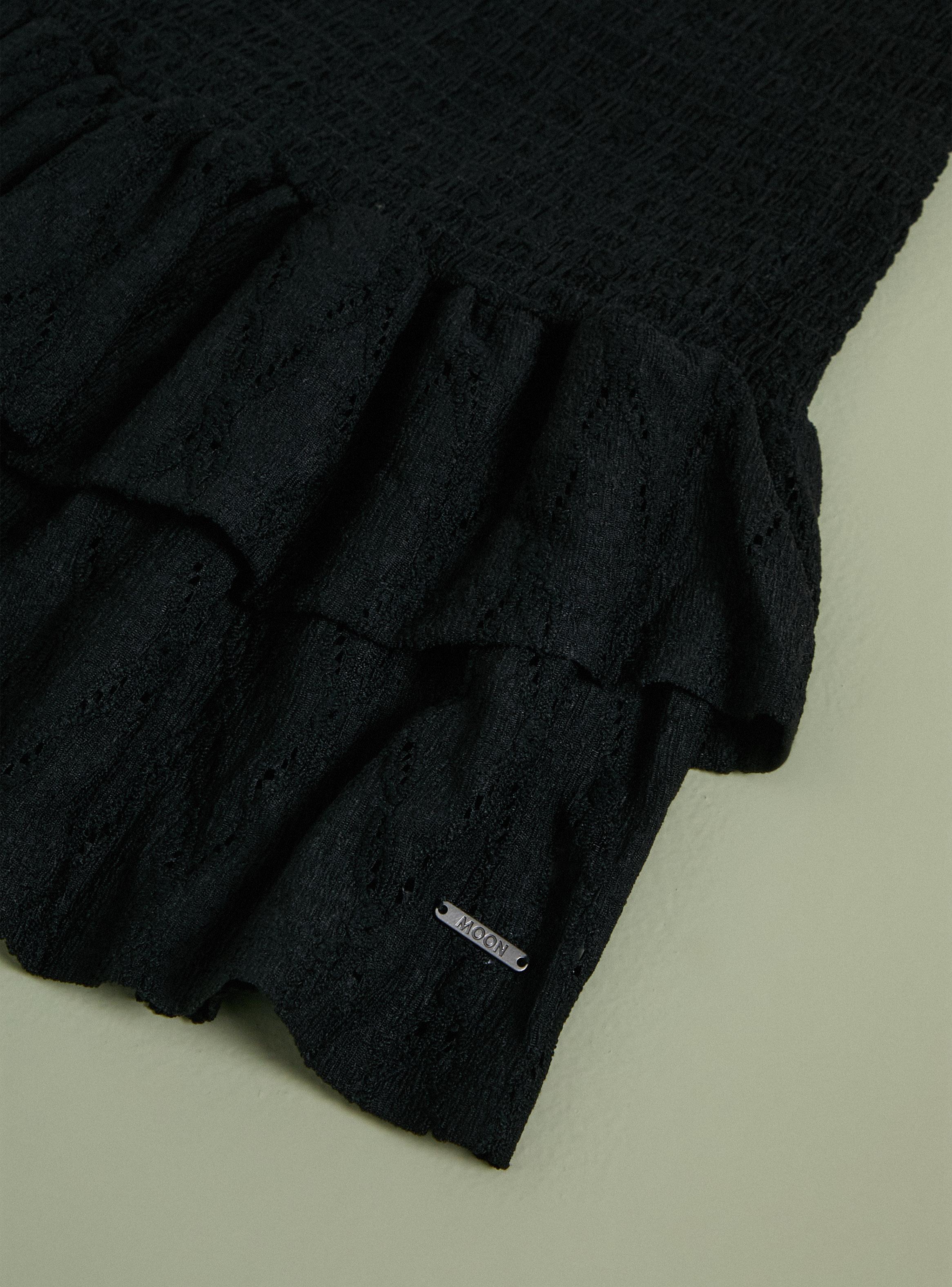 Vestido Strapless Diseño Panal con Vuelos-2