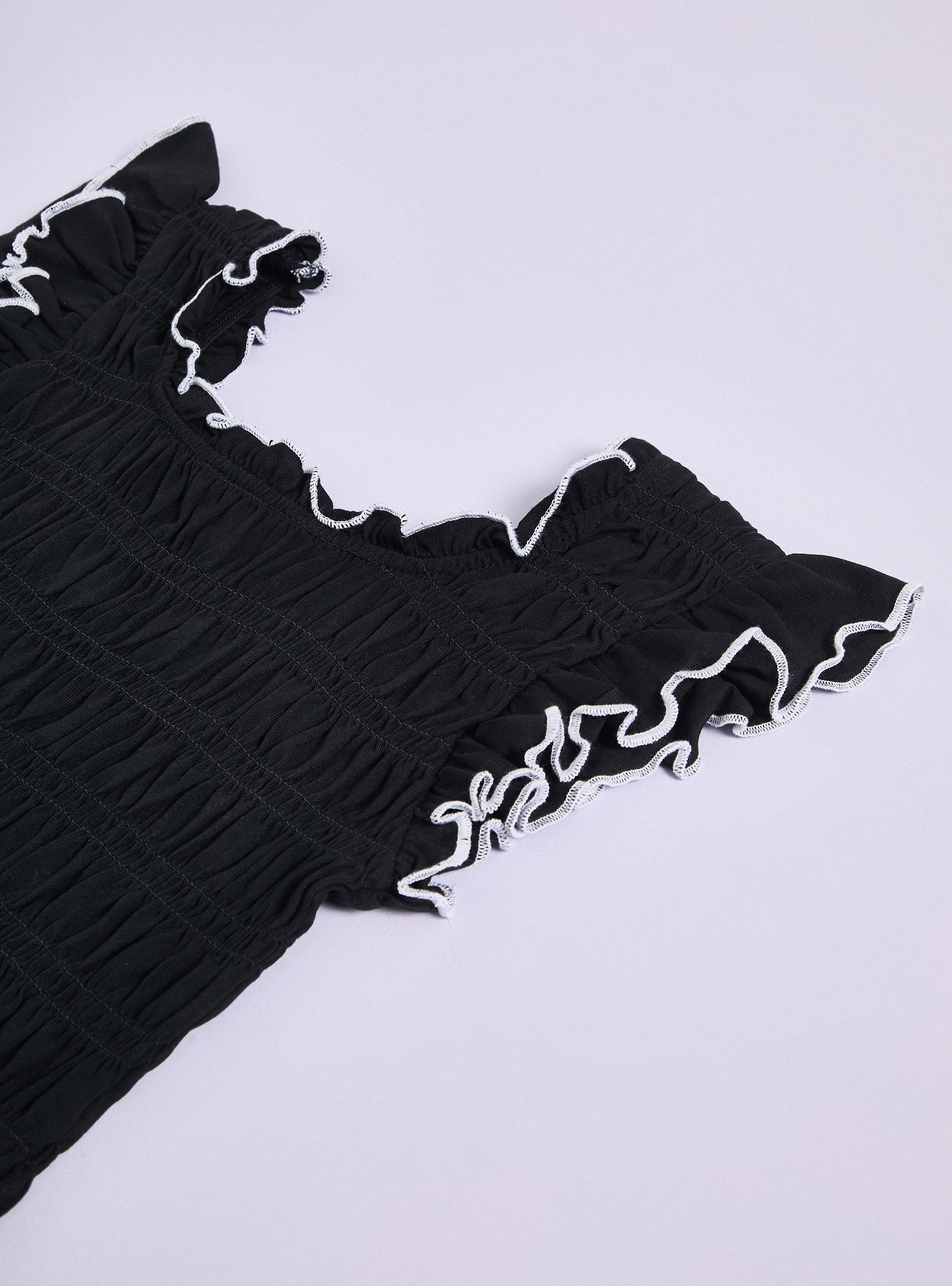 Polera Diseño Panal con Piping en Contraste-2