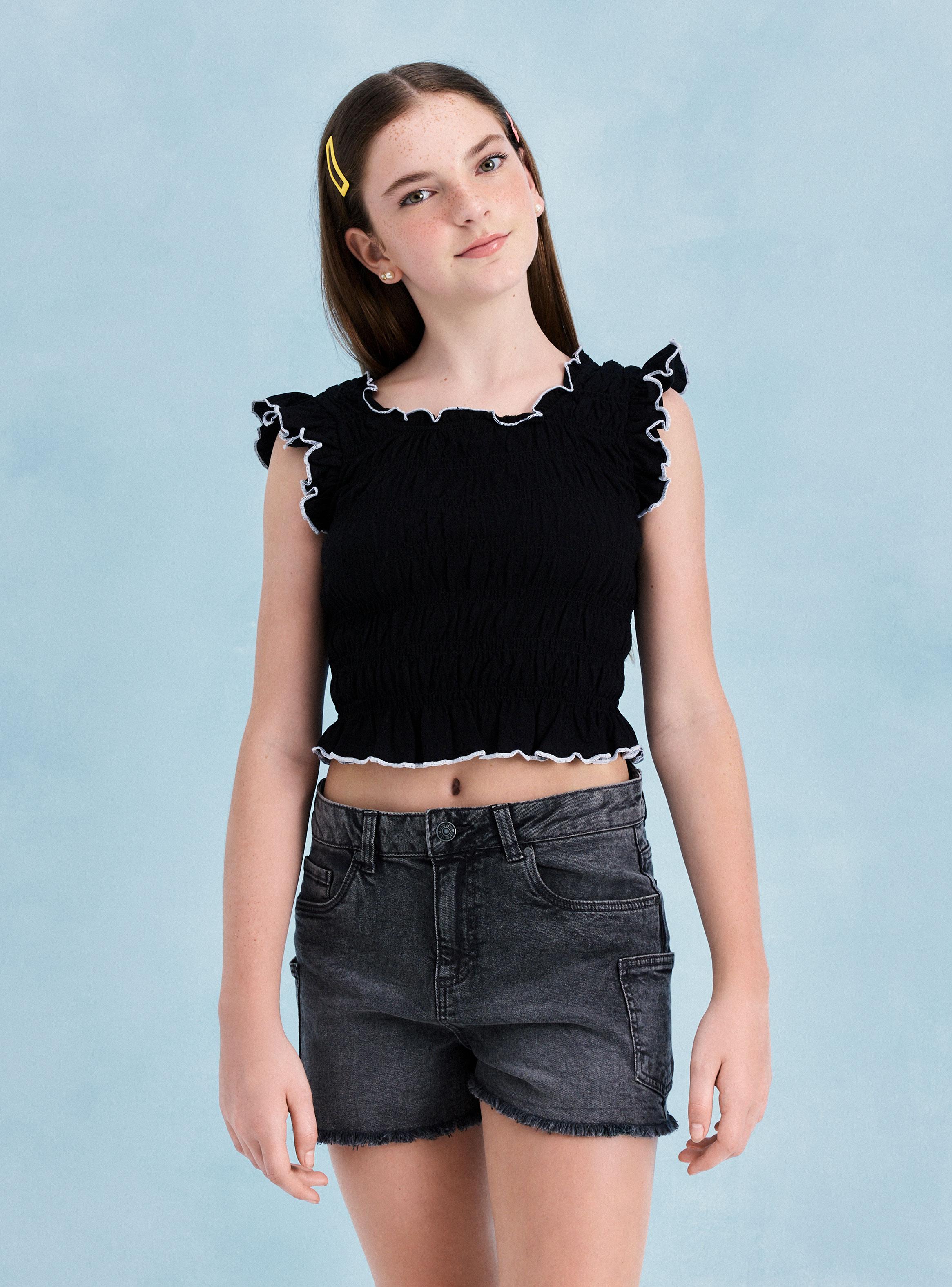 Polera Diseño Panal con Piping en Contraste-3